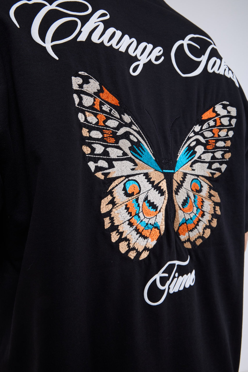 Oversize Siyah Sırt Nakış Detaylı Tshirt 9367