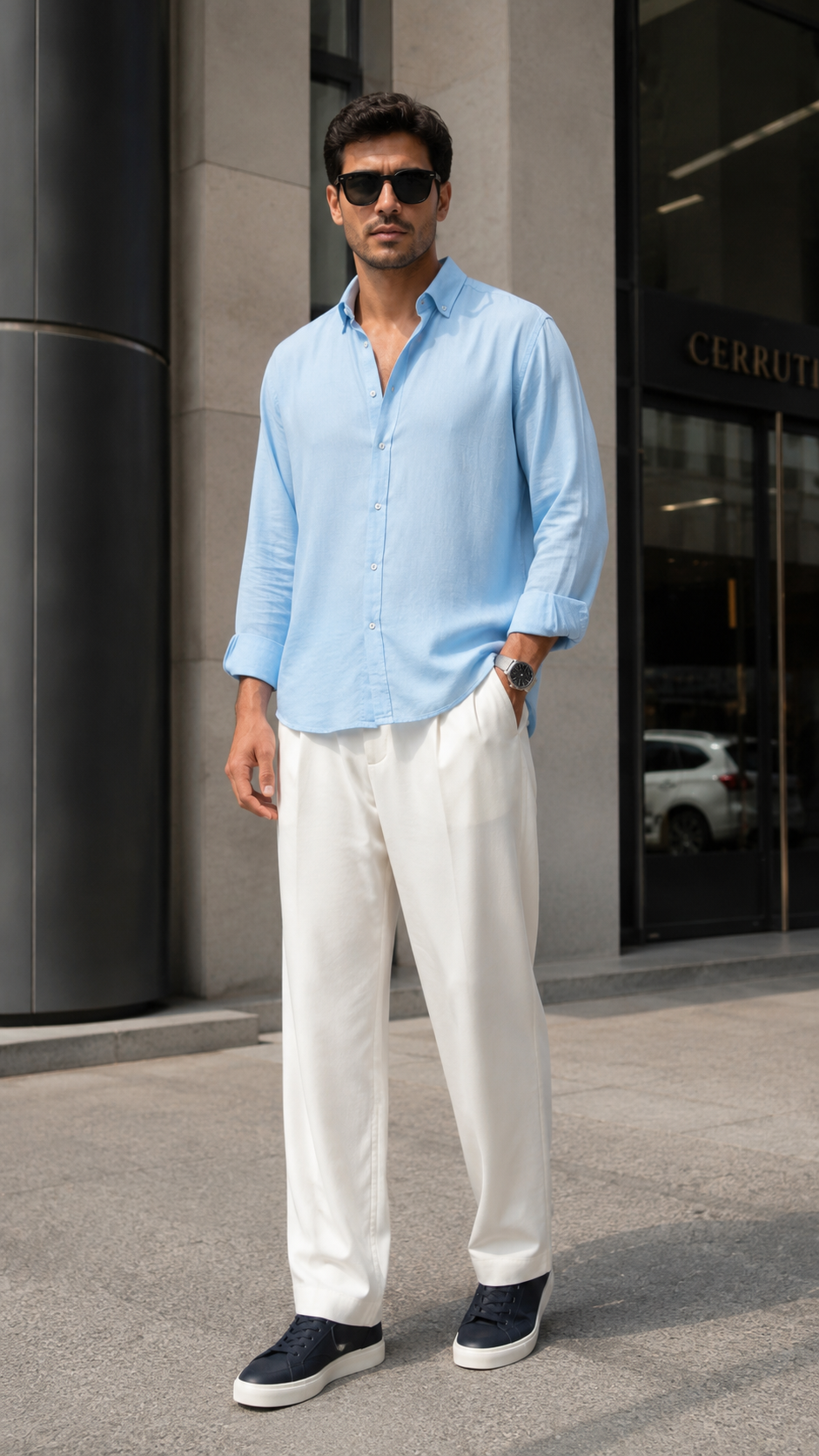 Oversize Bebe Mavisi Uzun Kollu Gömlek 5452