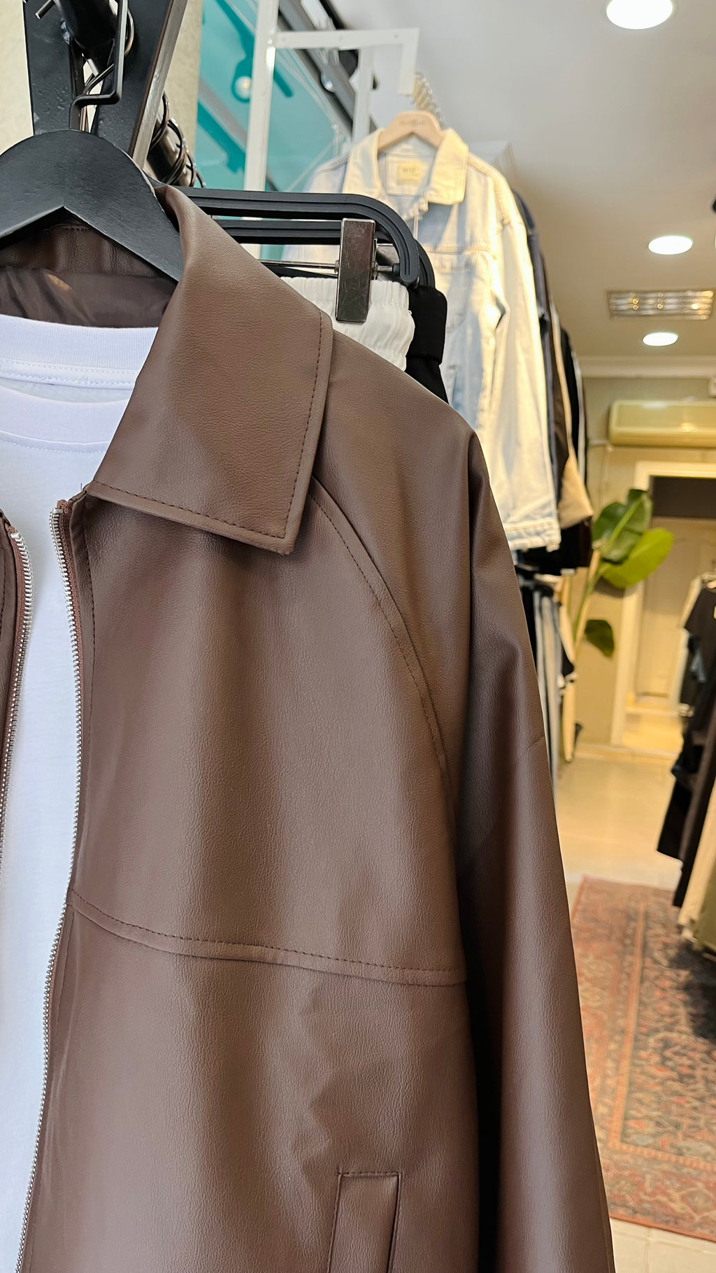 Oversize Kahverengi Deri Ceket 2015