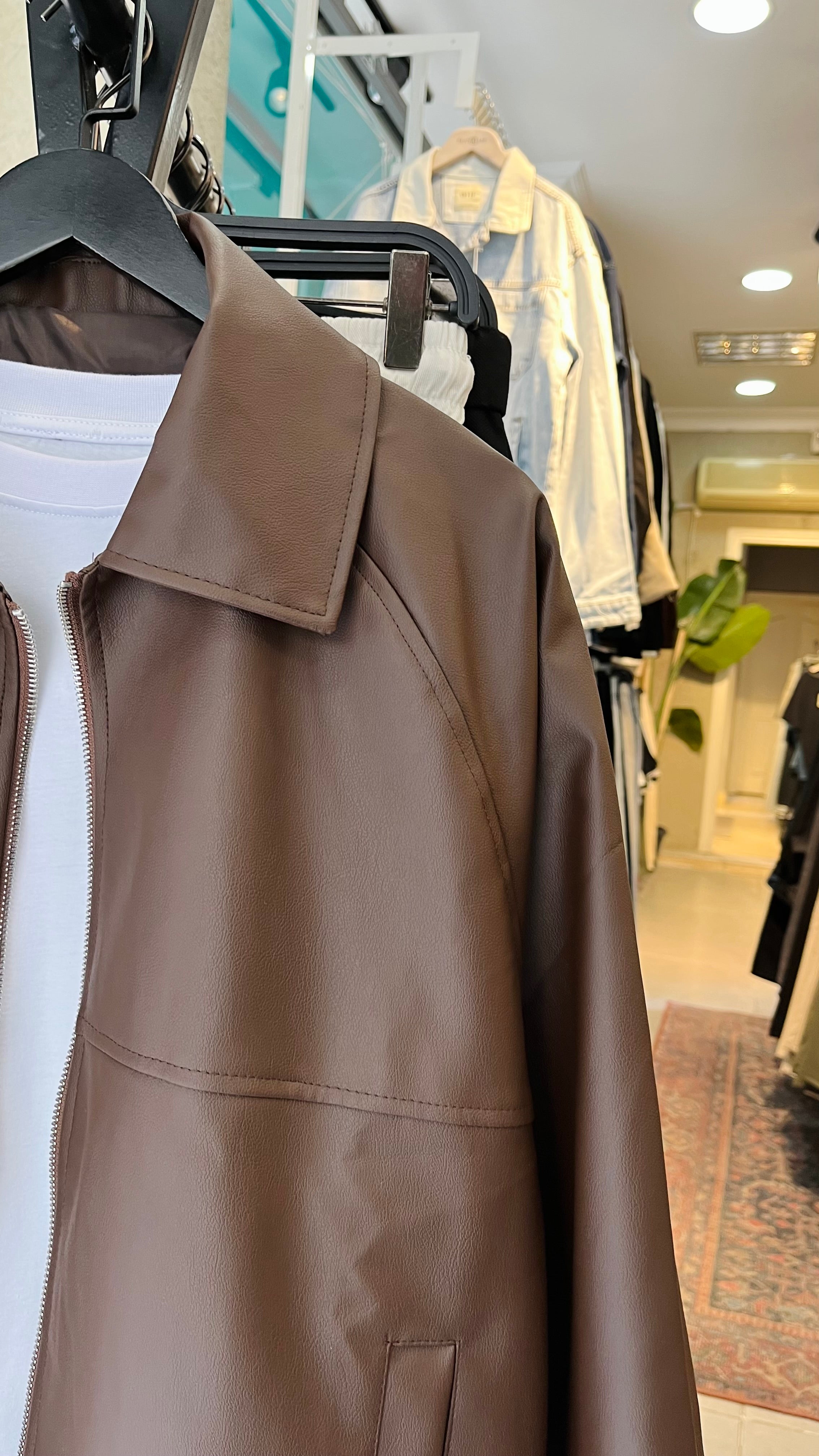 Oversize Kahverengi Deri Ceket 2015