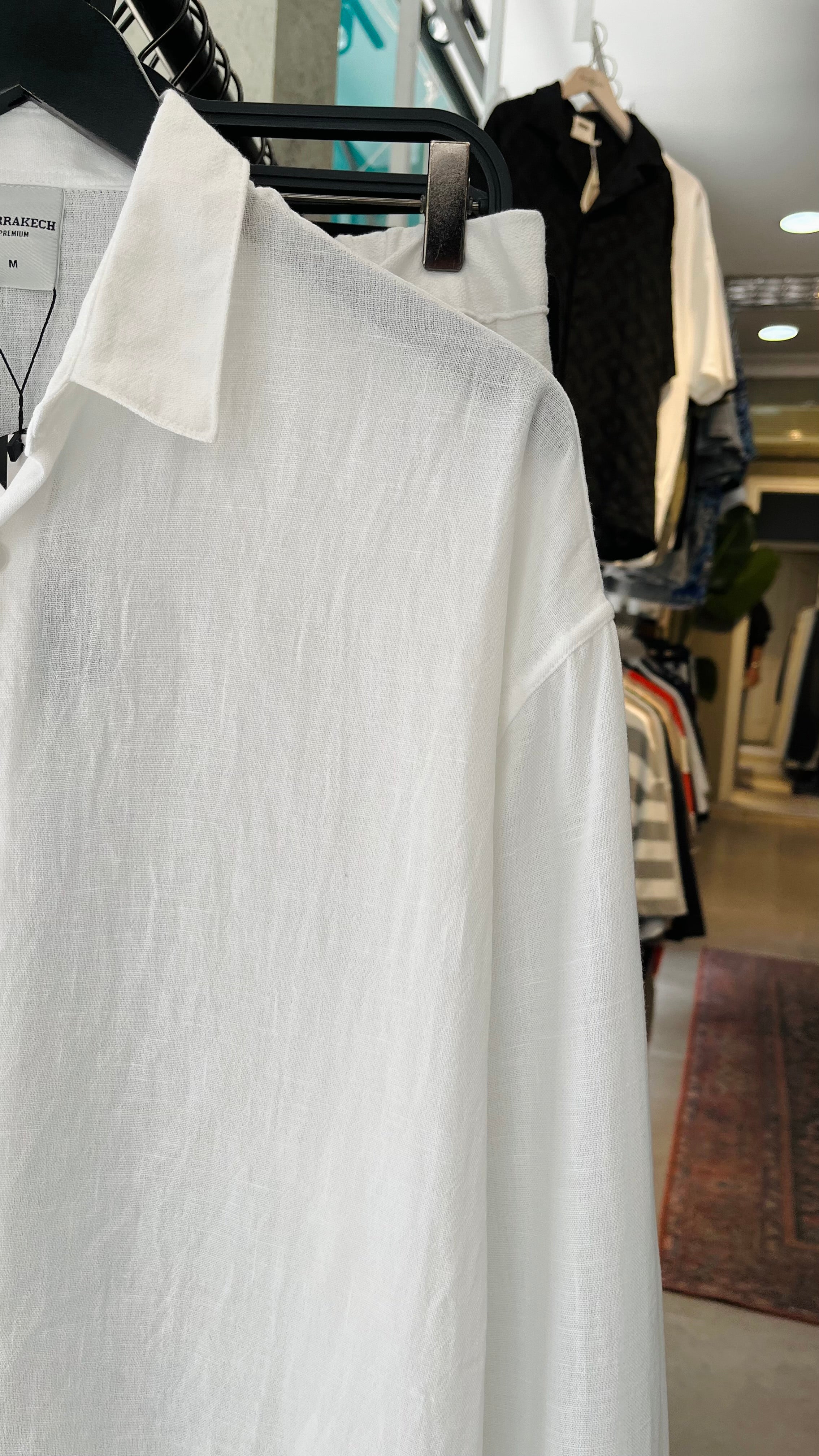 Oversize Beyaz Uzun Kollu Gömlek - Beyaz 5423