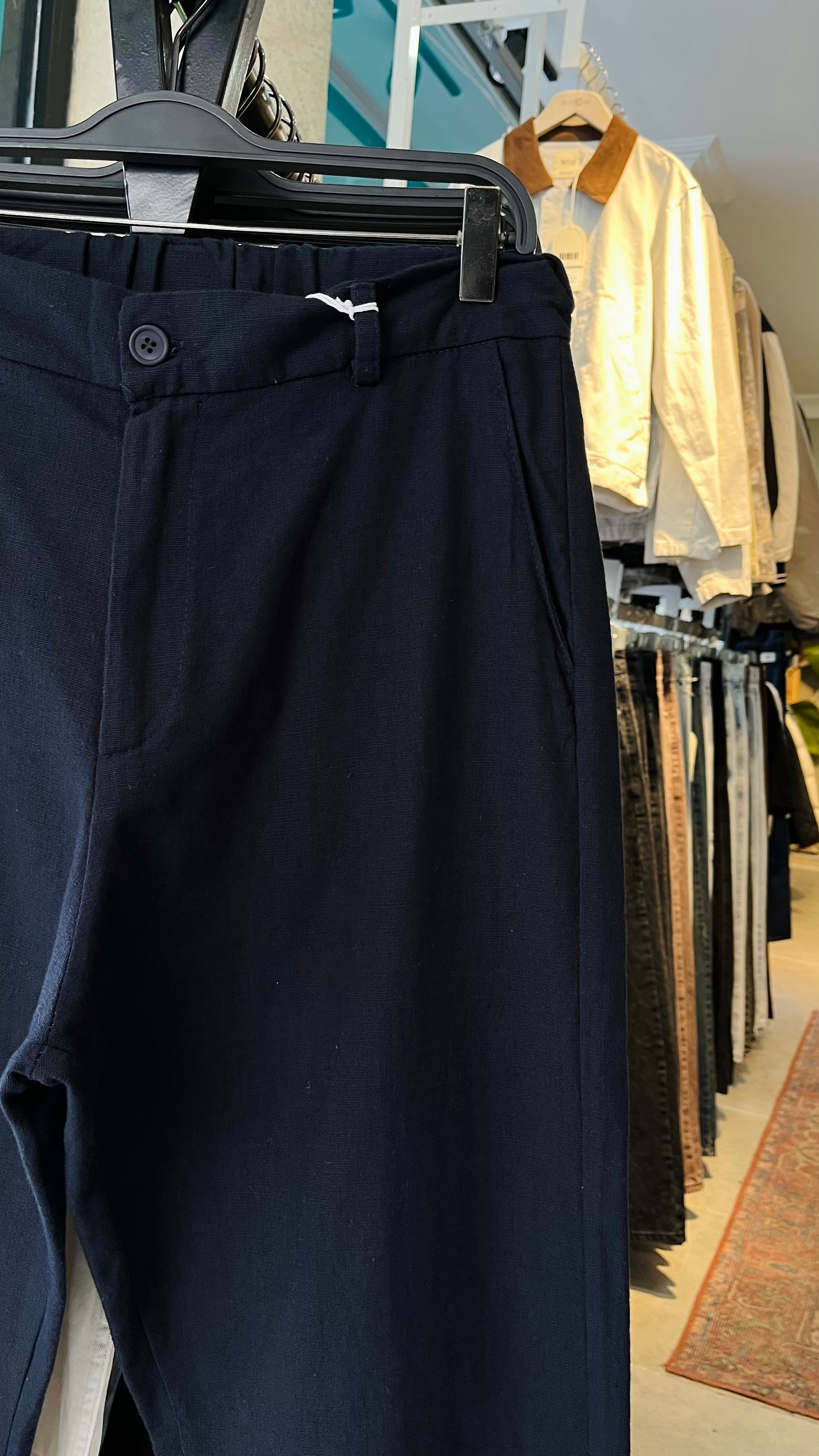 Erkek Baggy Keten Pantolon – Lacivert 6132