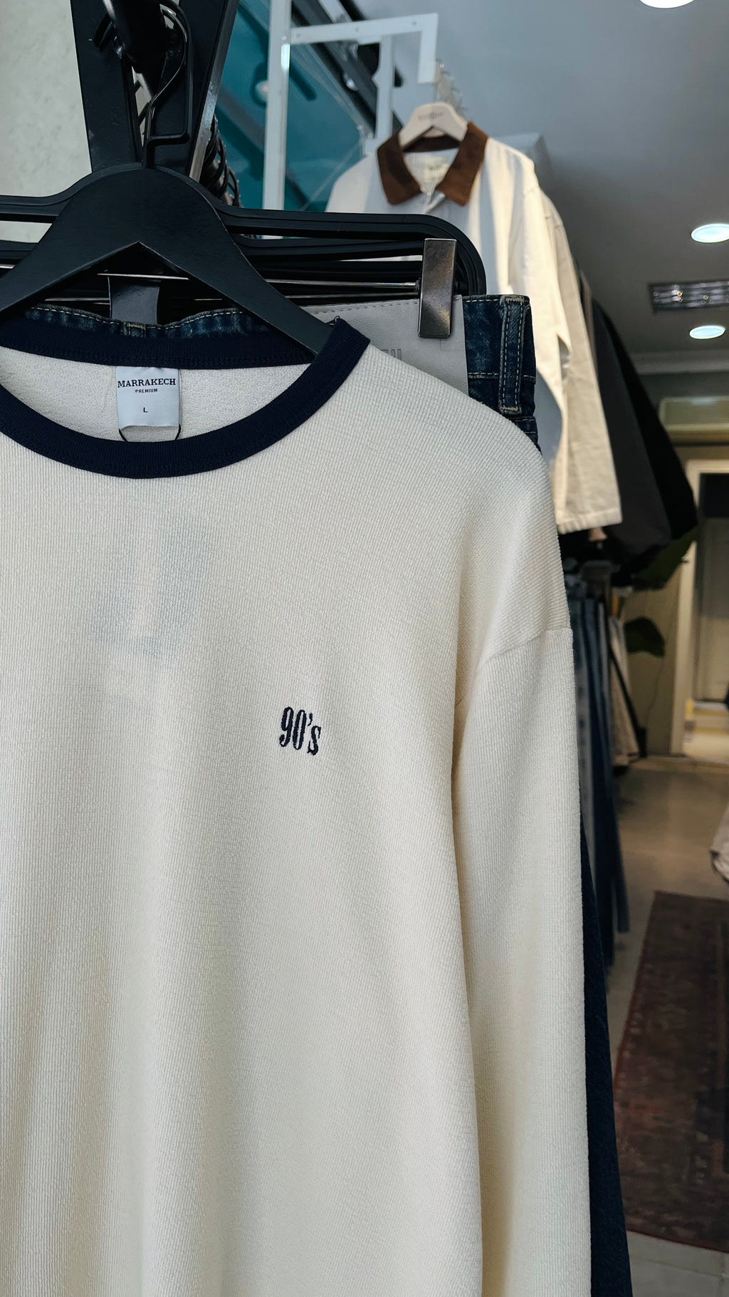 Oversize Bej 90's İnce Sweatshirt 7041