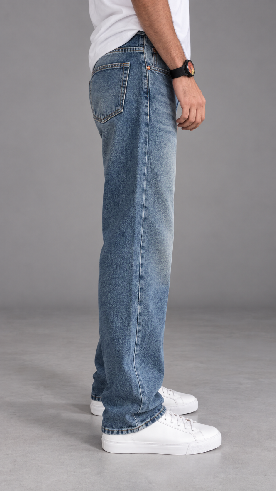 Baggy Mavi Eskitme Jean 3346