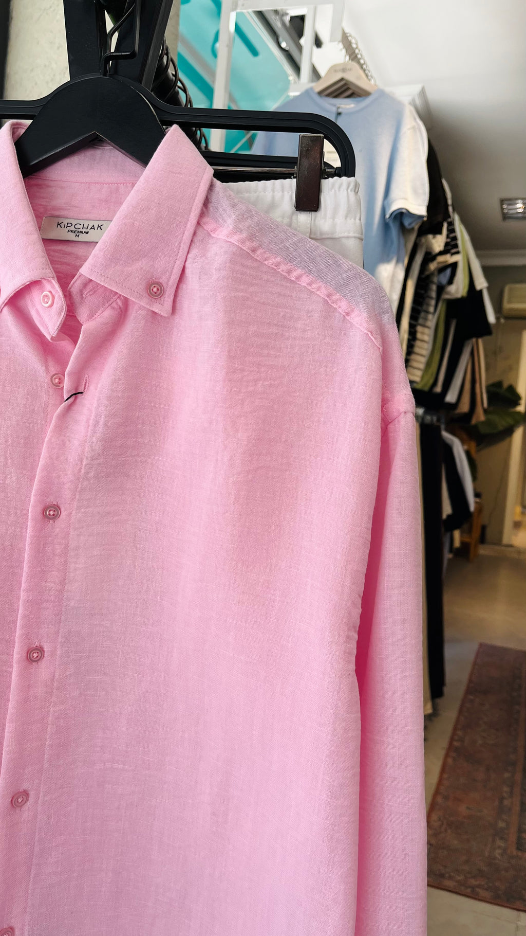 Oversize Pembe Uzun Kollu Gömlek 5477