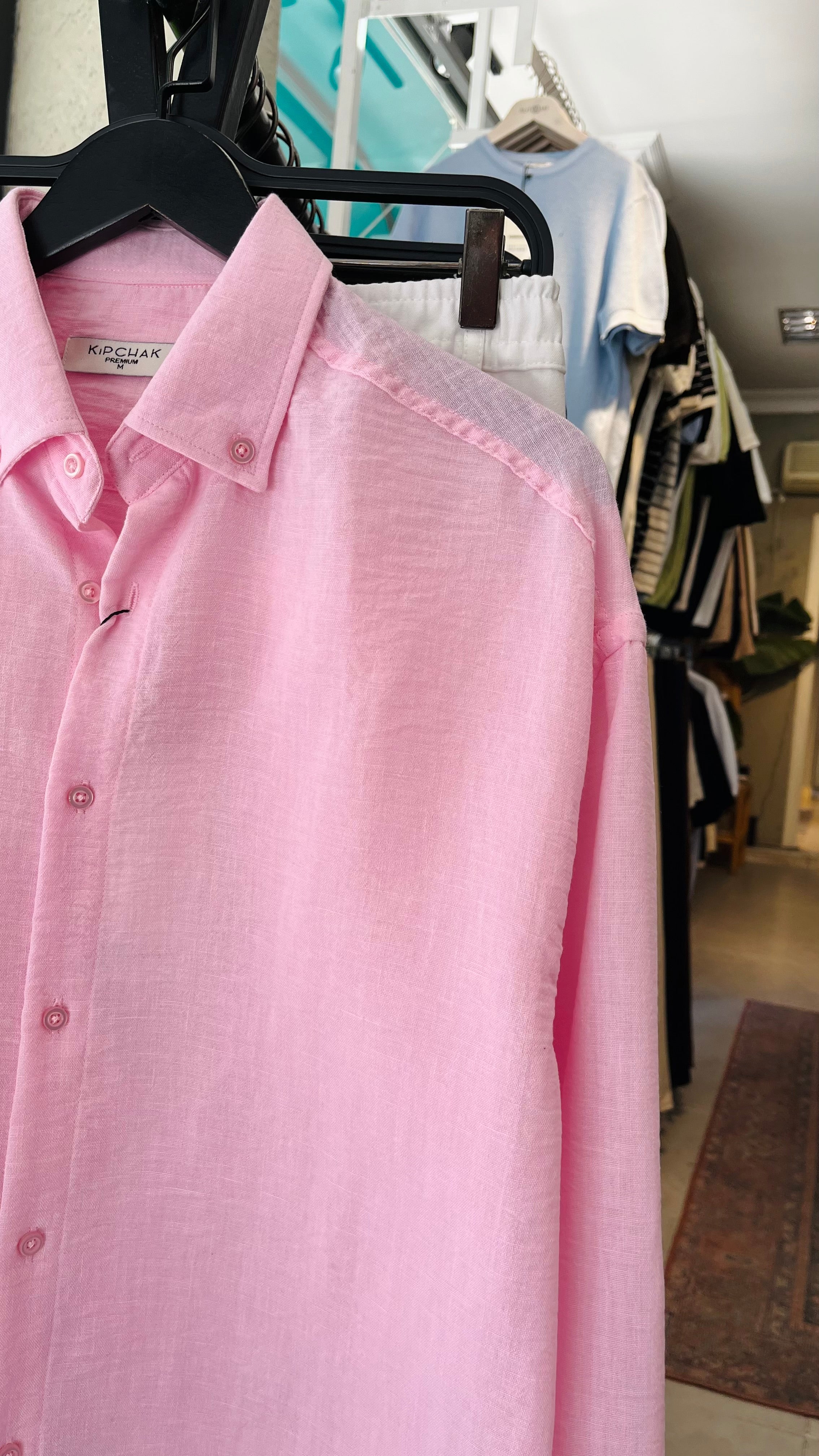 Oversize Pembe Uzun Kollu Gömlek 5477