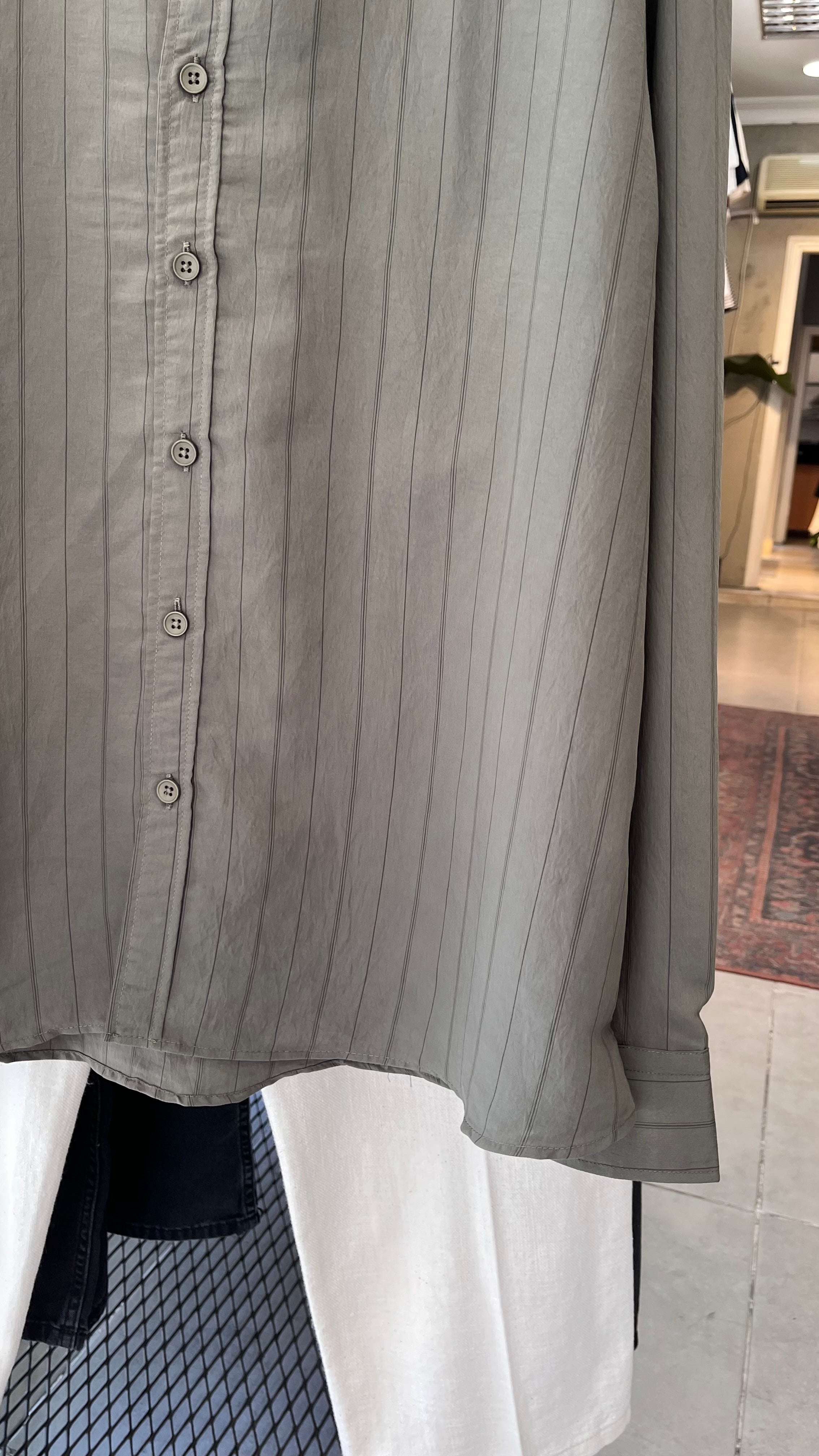 Oversize Haki Modal Kumaş Gömlek 5509