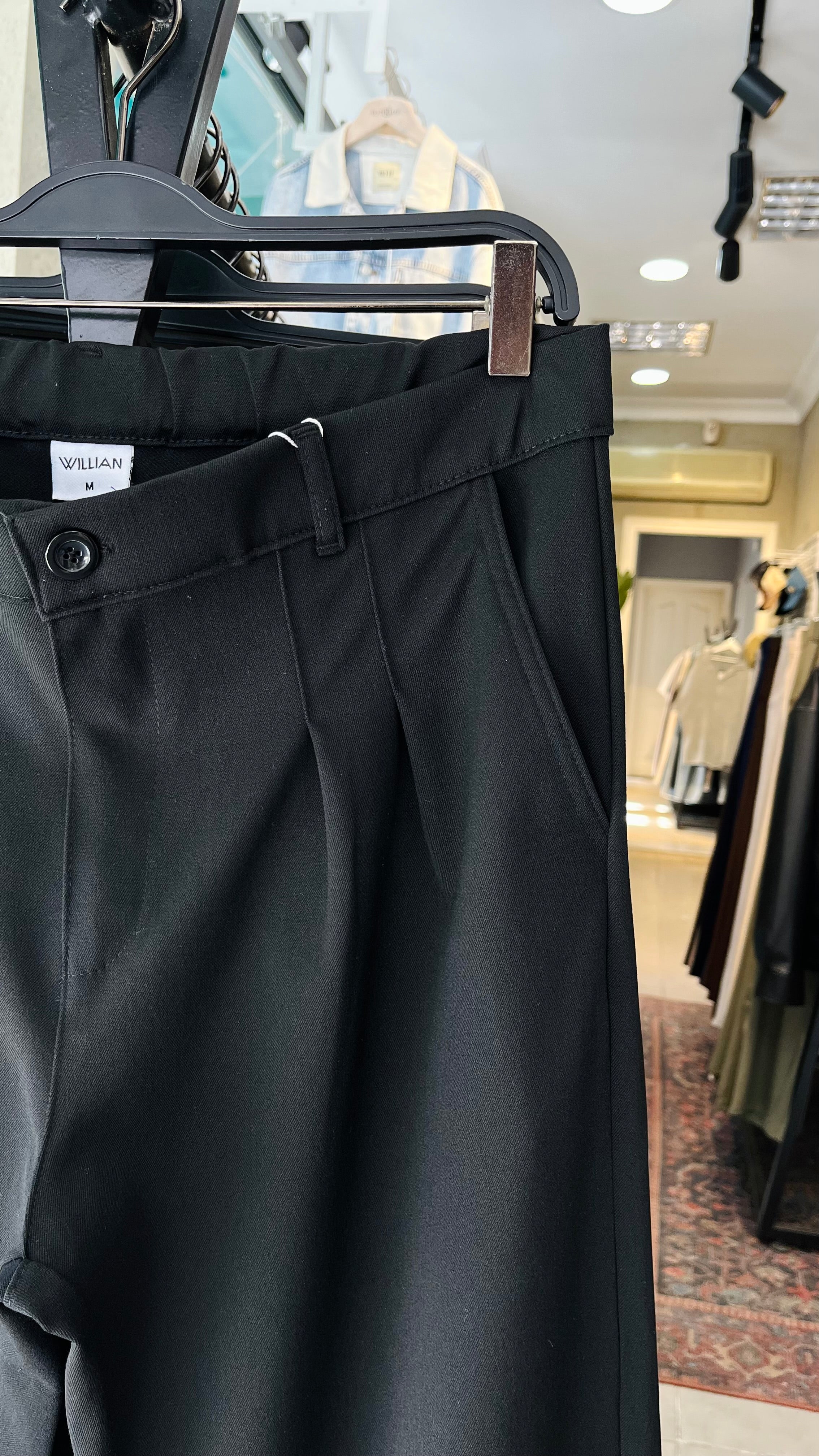 Baggy Siyah Kalın Kumaş Pantolon 6151