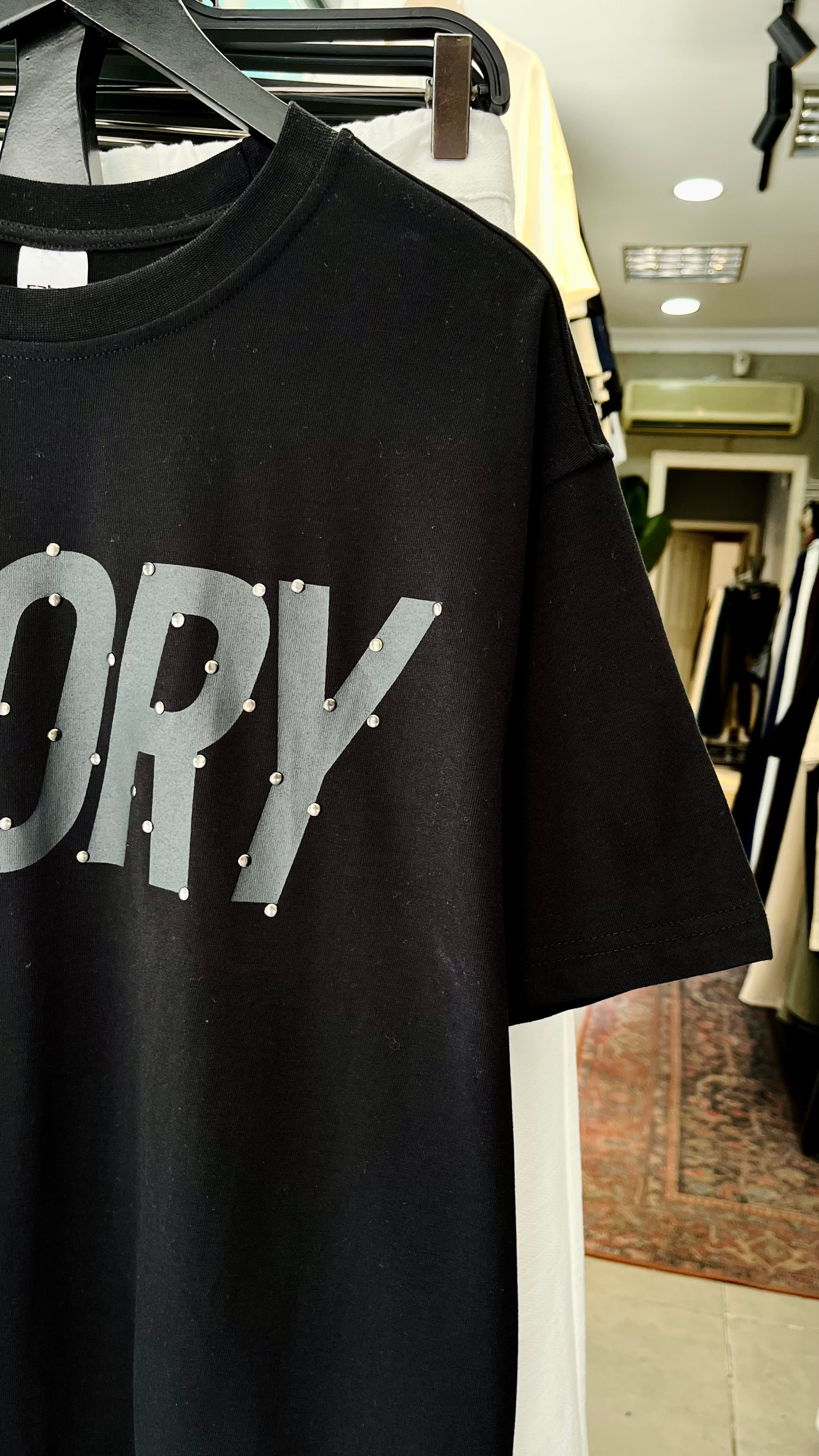 Oversize Siyah Glory Taş Başkılı Tshirt – Siyah 9336