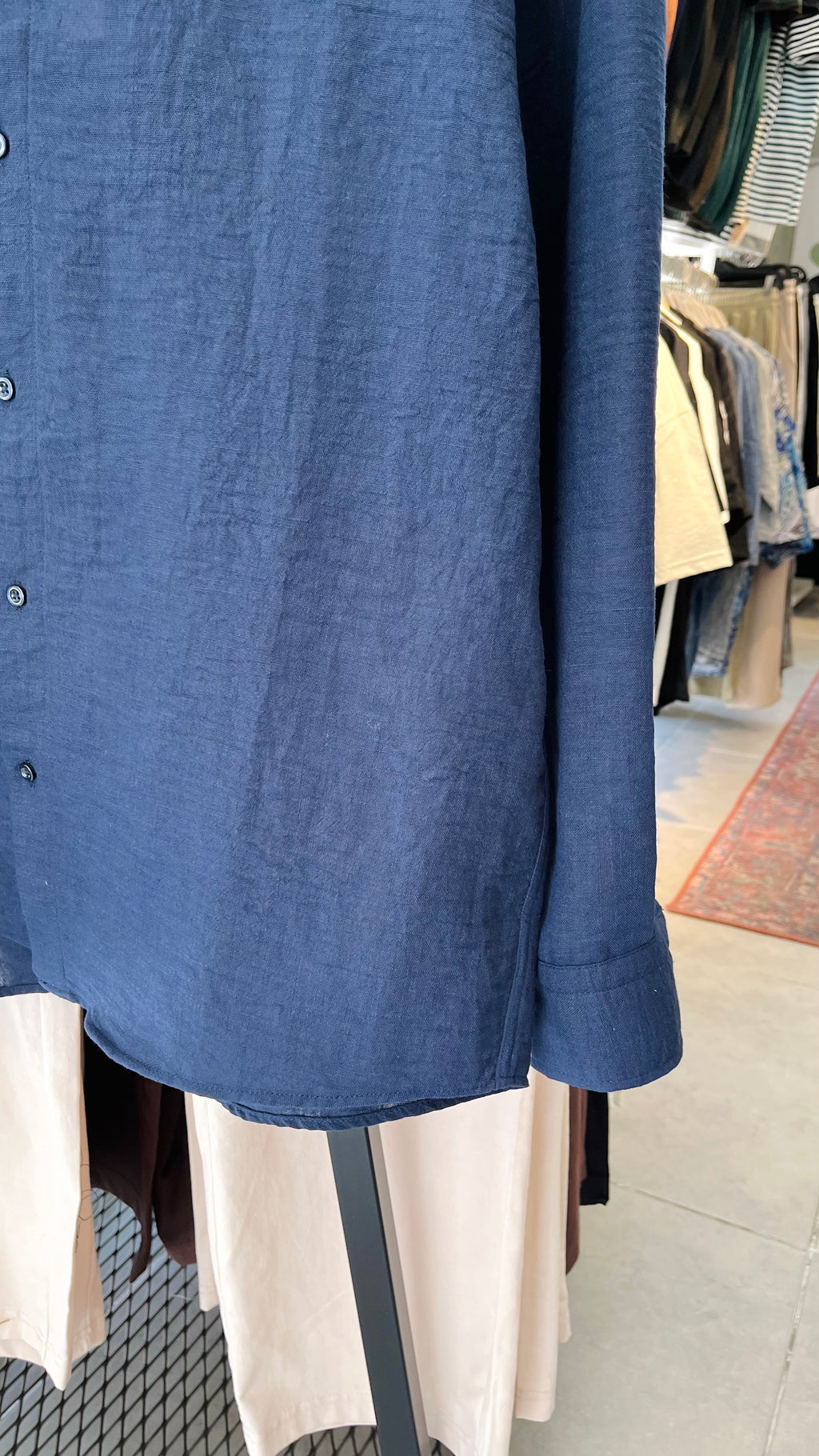 Oversize Lacivert Uzun Kollu Gömlek - Lacivert 5396