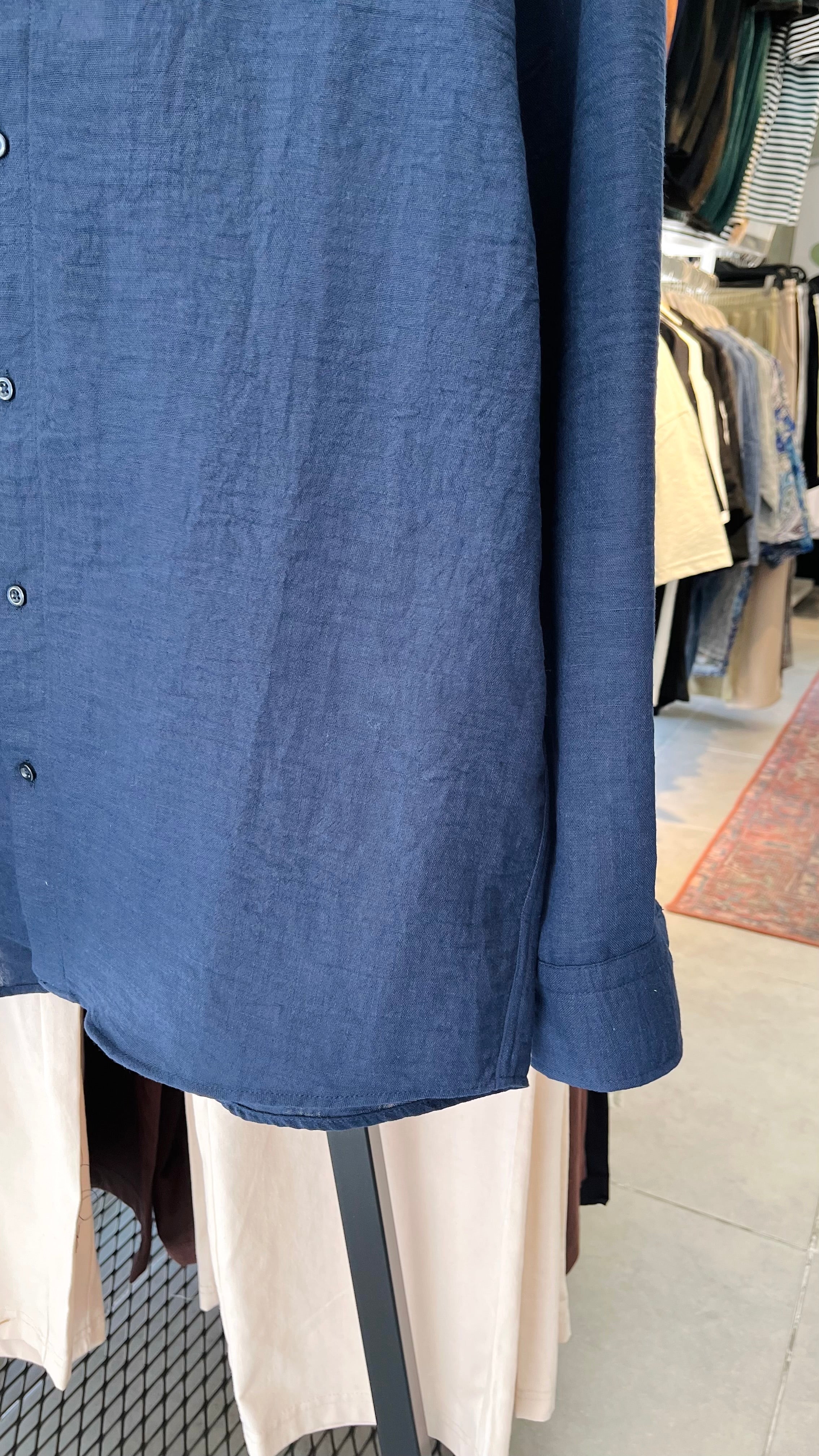 Oversize Lacivert Uzun Kollu Gömlek - Lacivert 5396
