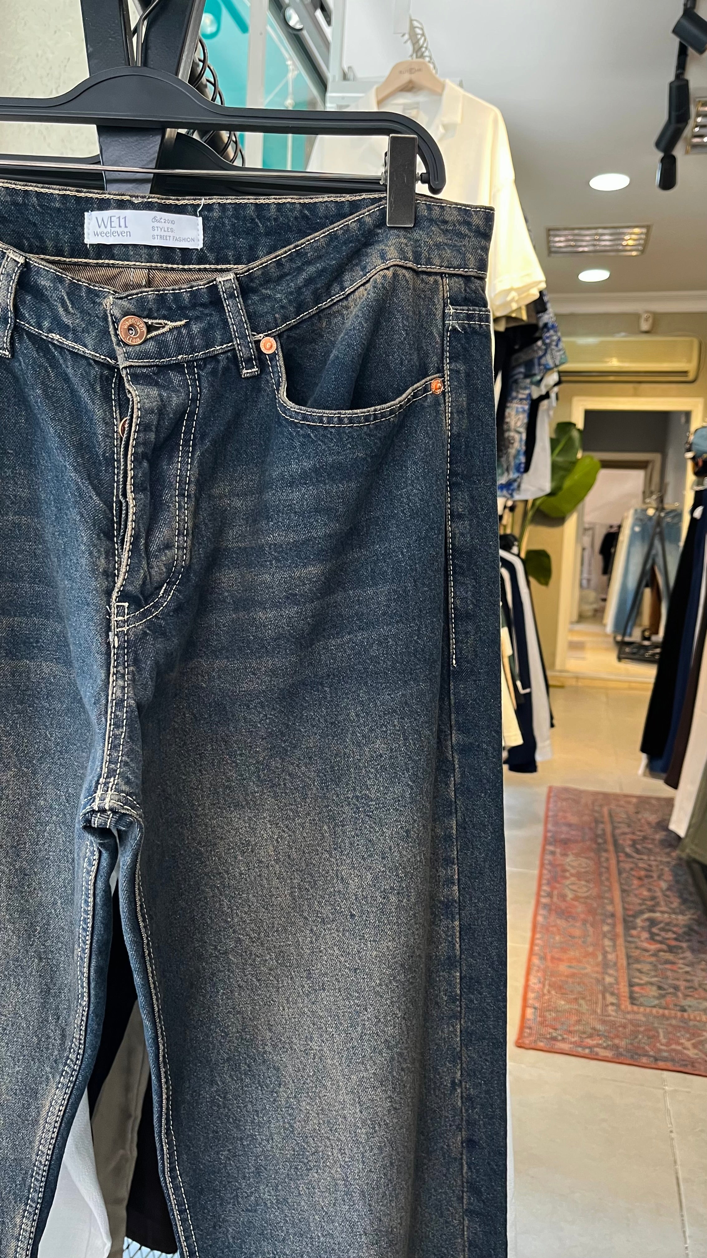Baggy Koyu Lacivert Yıkamalı Eskitme Jean 3268