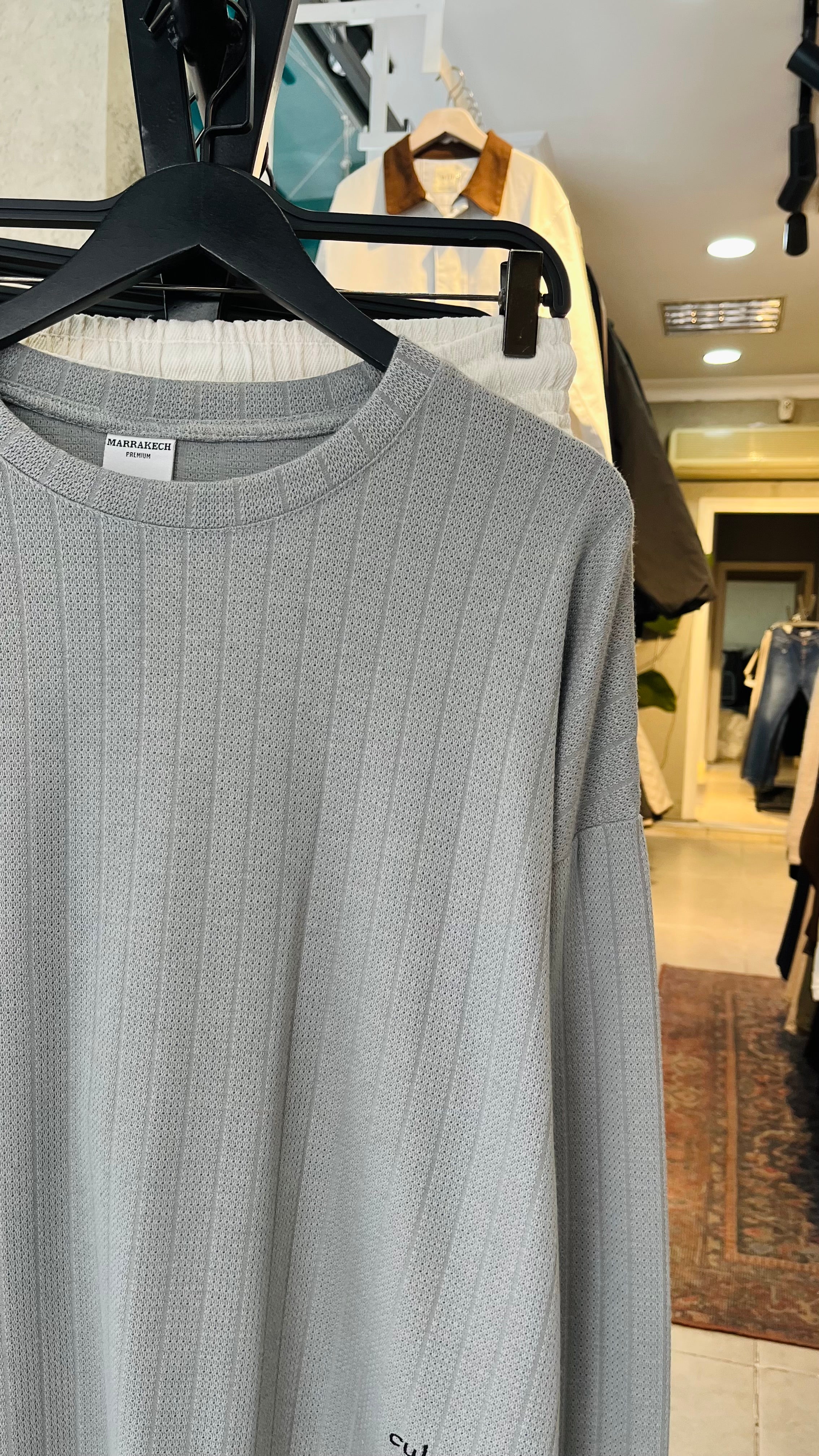 Oversize Gri İnce Sweatshirt 5008