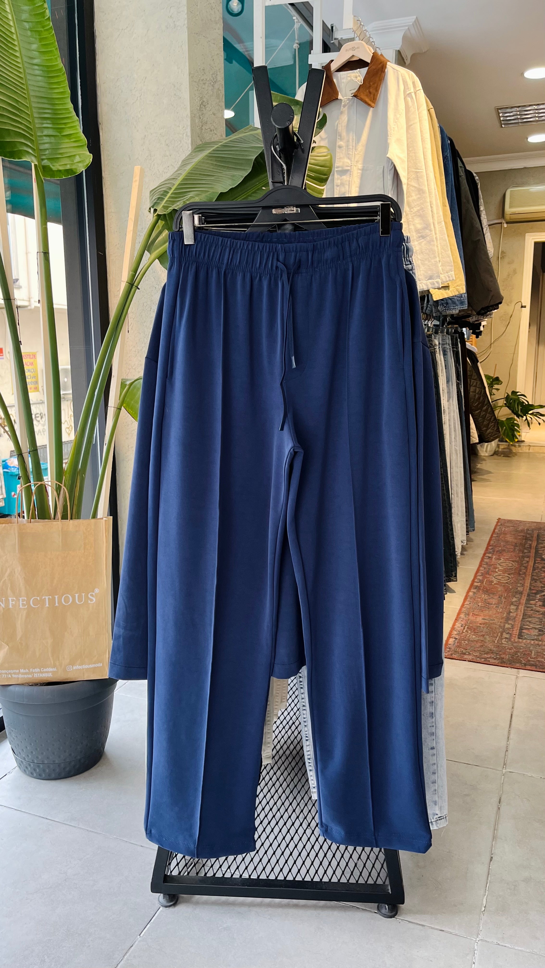 Oversize Modal Kumaş Lacivert Takım 1005