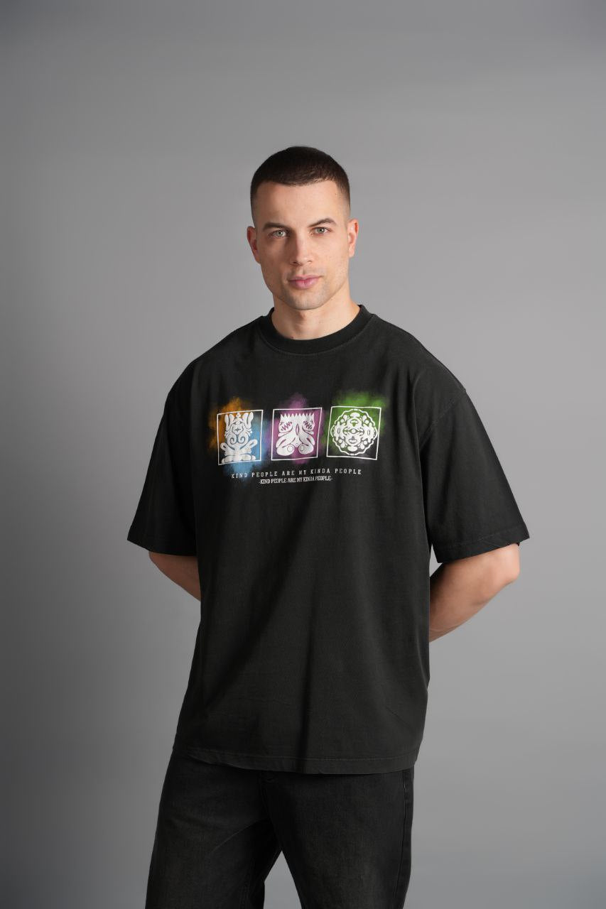 Oversize Siyah People Yıkamalı Tshirt – Siyah 9326