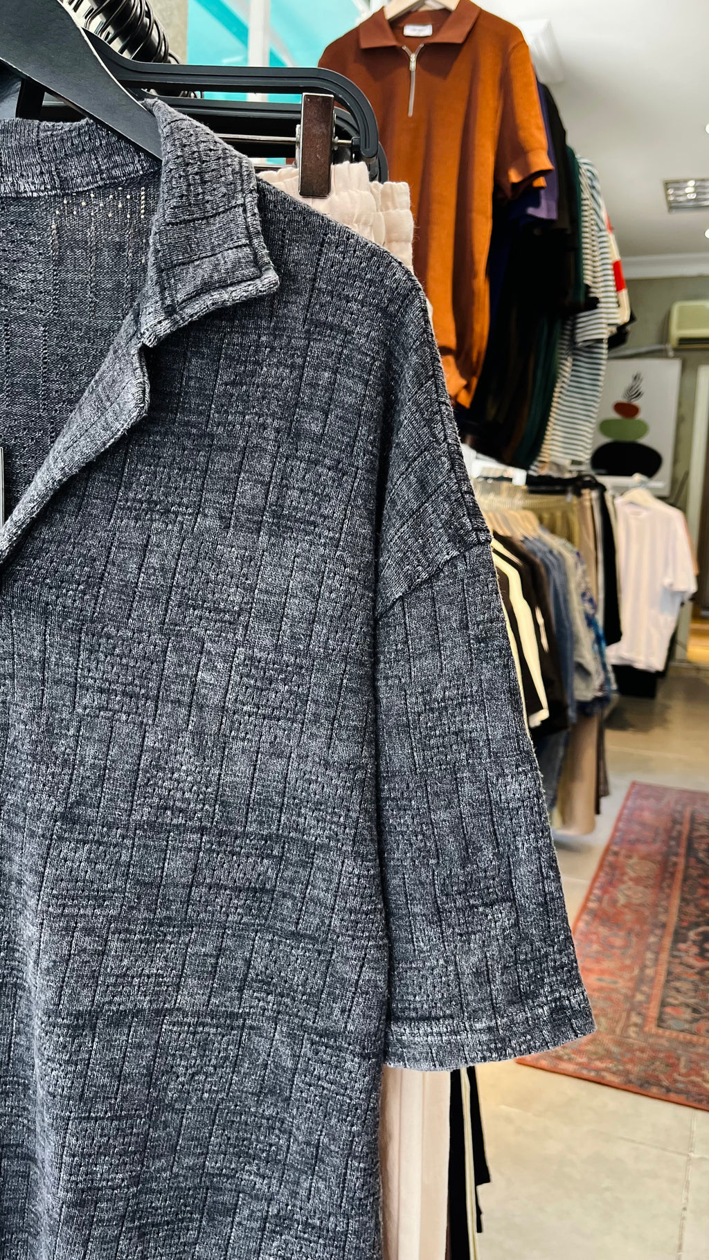 Oversize Siyah Apaş Yaka Yıkamalı Kumaş Gömlek - Siyah 5399