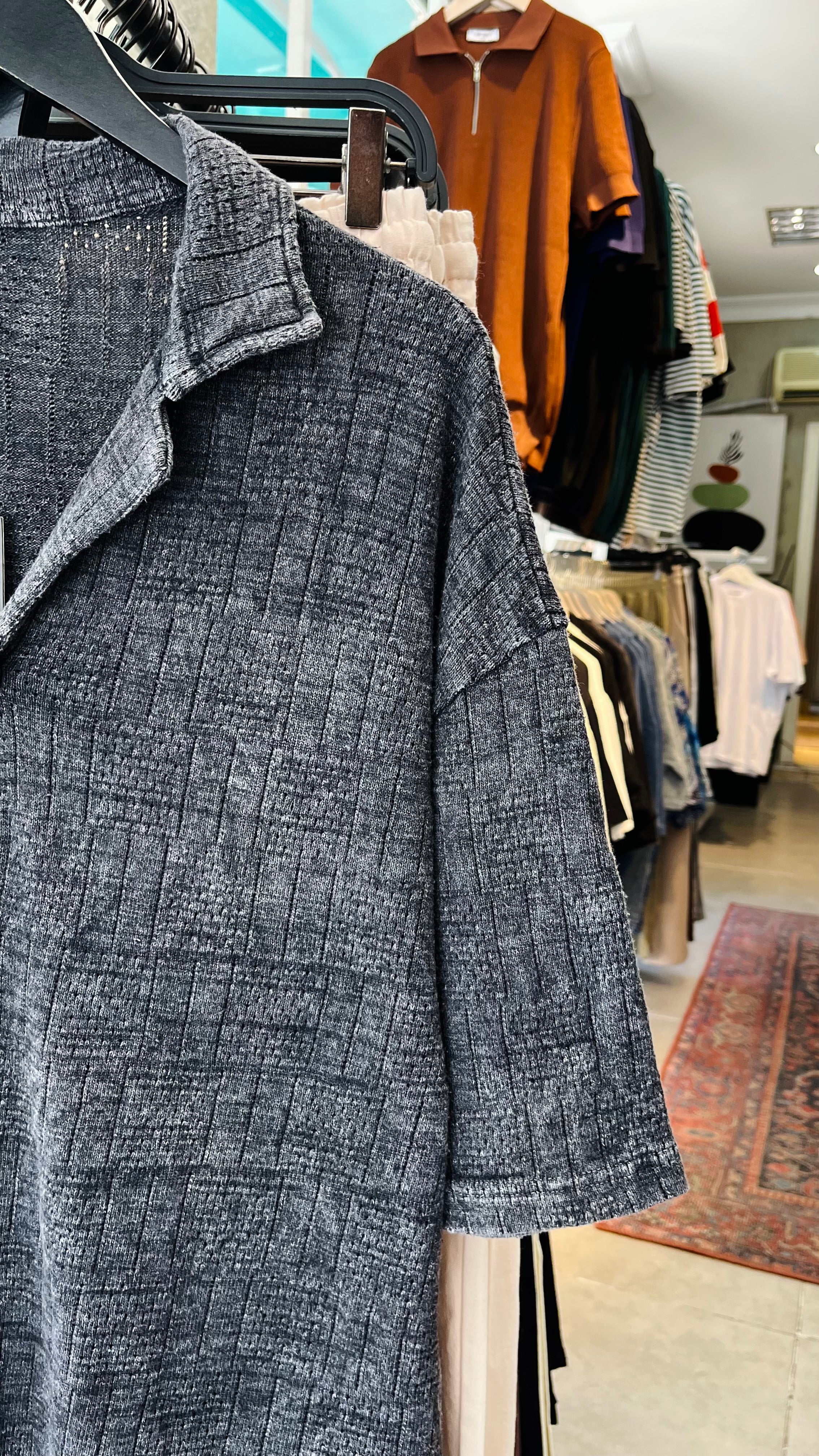 Oversize Siyah Apaş Yaka Yıkamalı Kumaş Gömlek - Siyah 5399