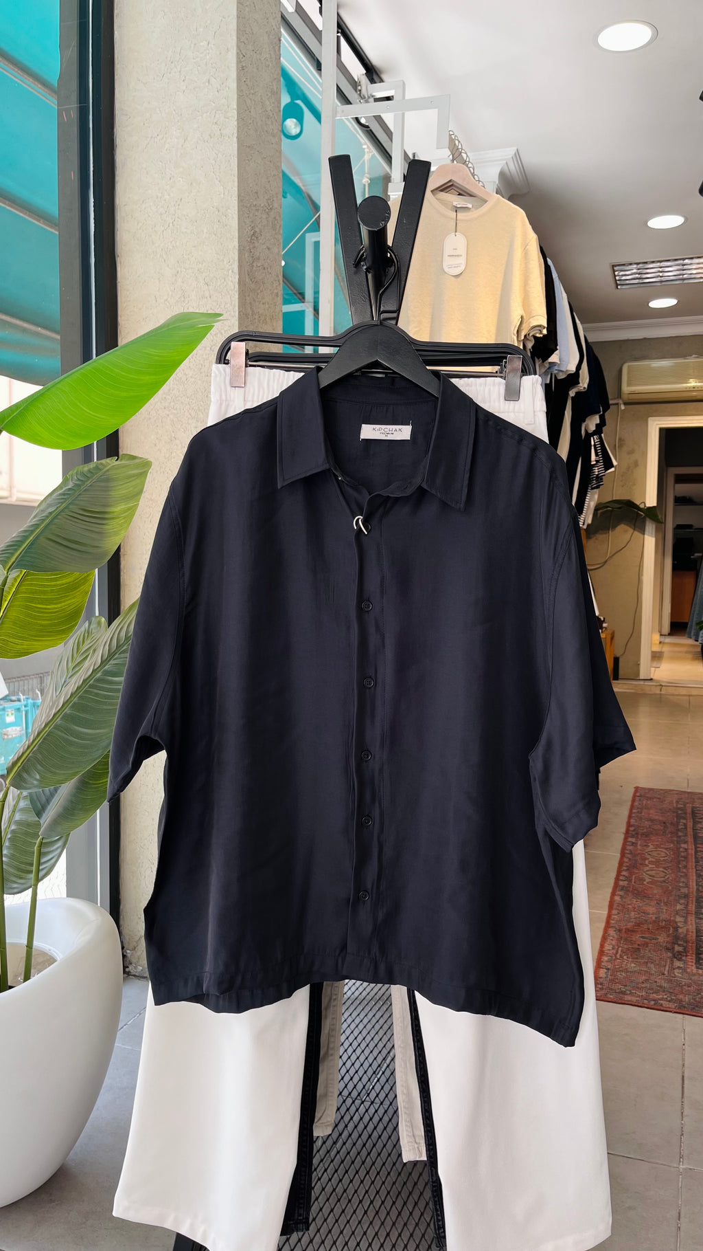Oversize Siyah Modal Kumaş Gömlek 5499