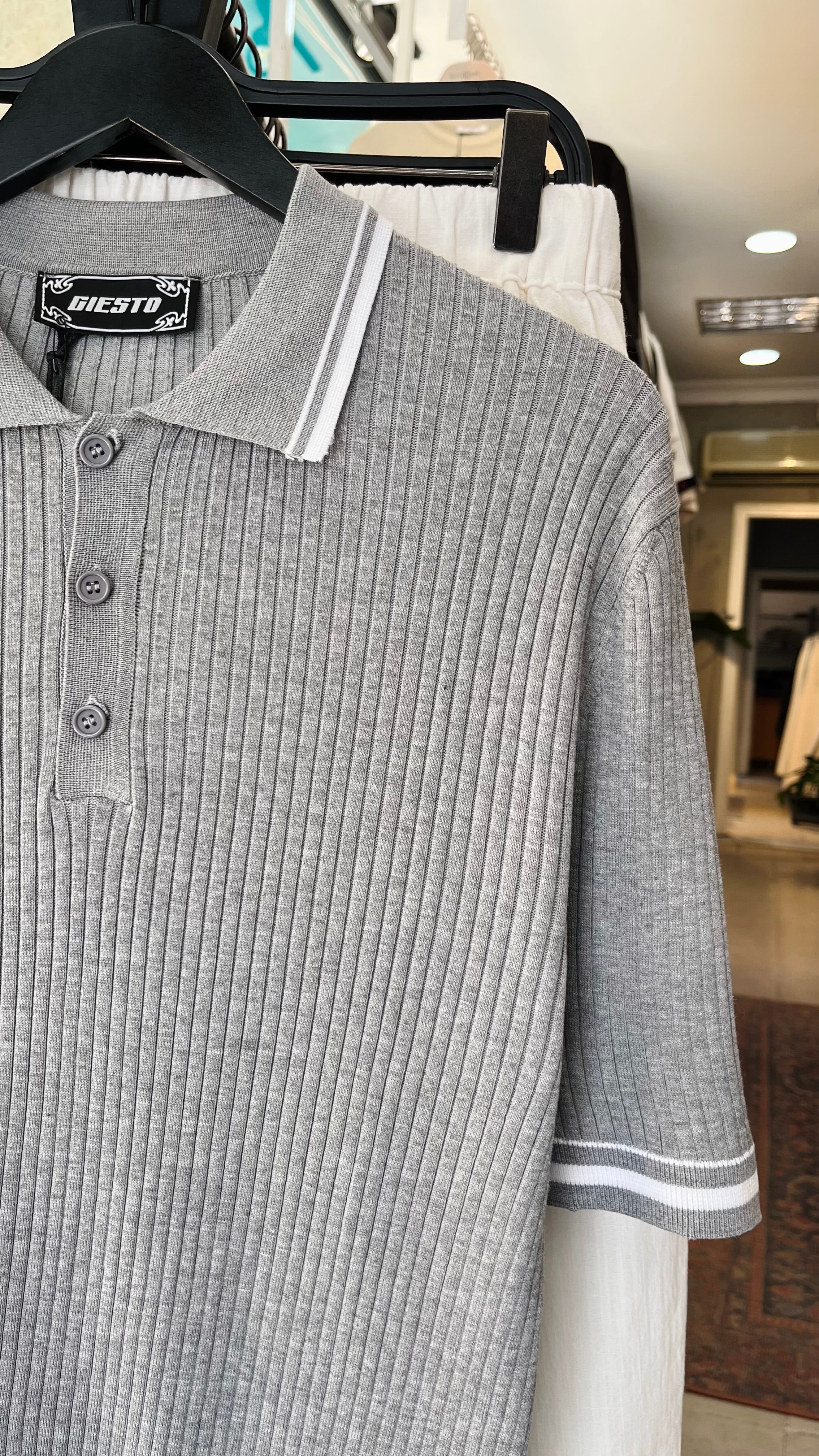 Gri Yakalı Triko Tshirt 9454