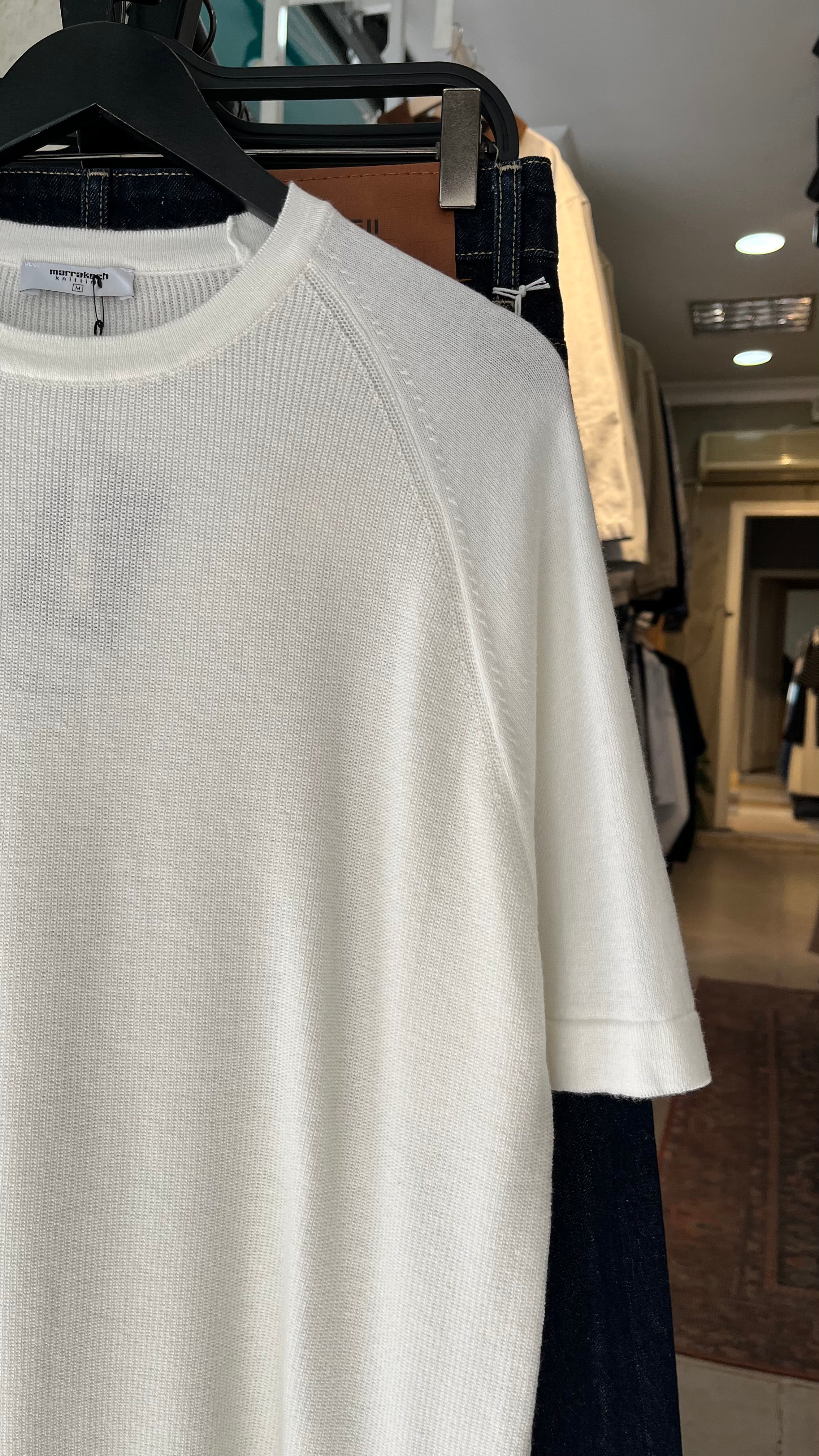 Regular Triko Reglan Kollu Beyaz Tshirt 9348