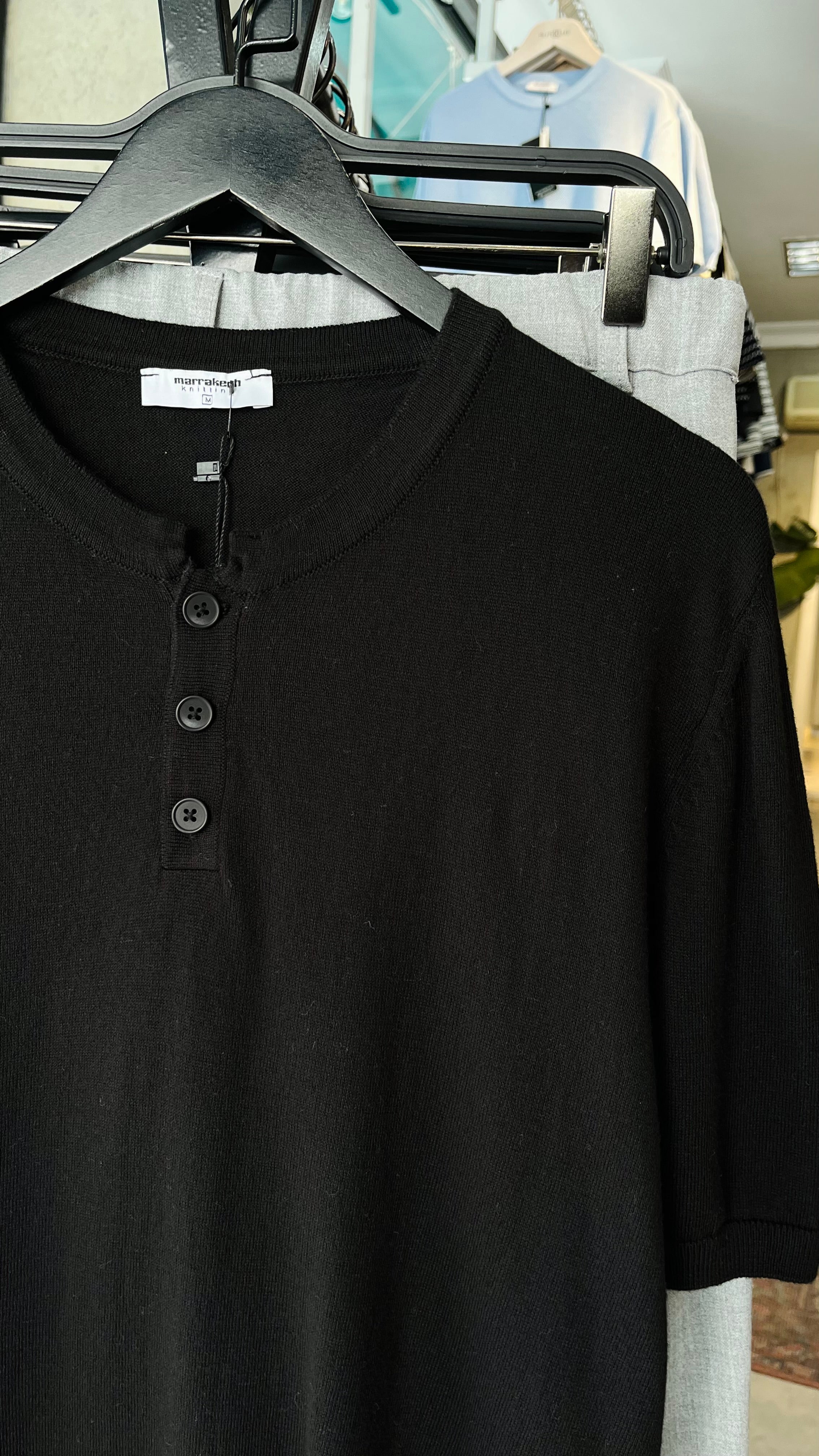 Yarım Patlı Siyah Triko Tshirt 9378