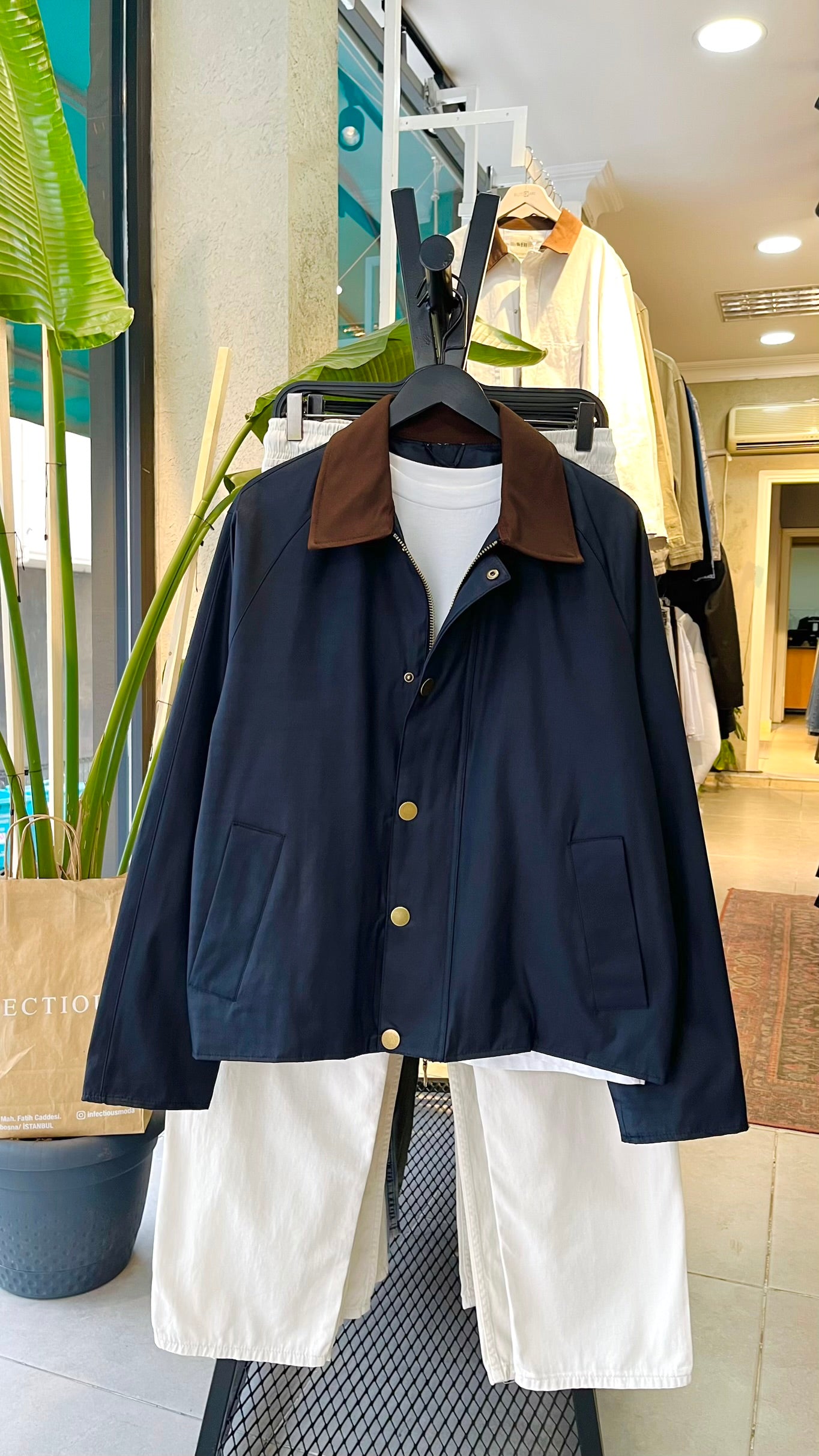 Lacivert Yaka Kahve Mevsimlik Ceket 2061