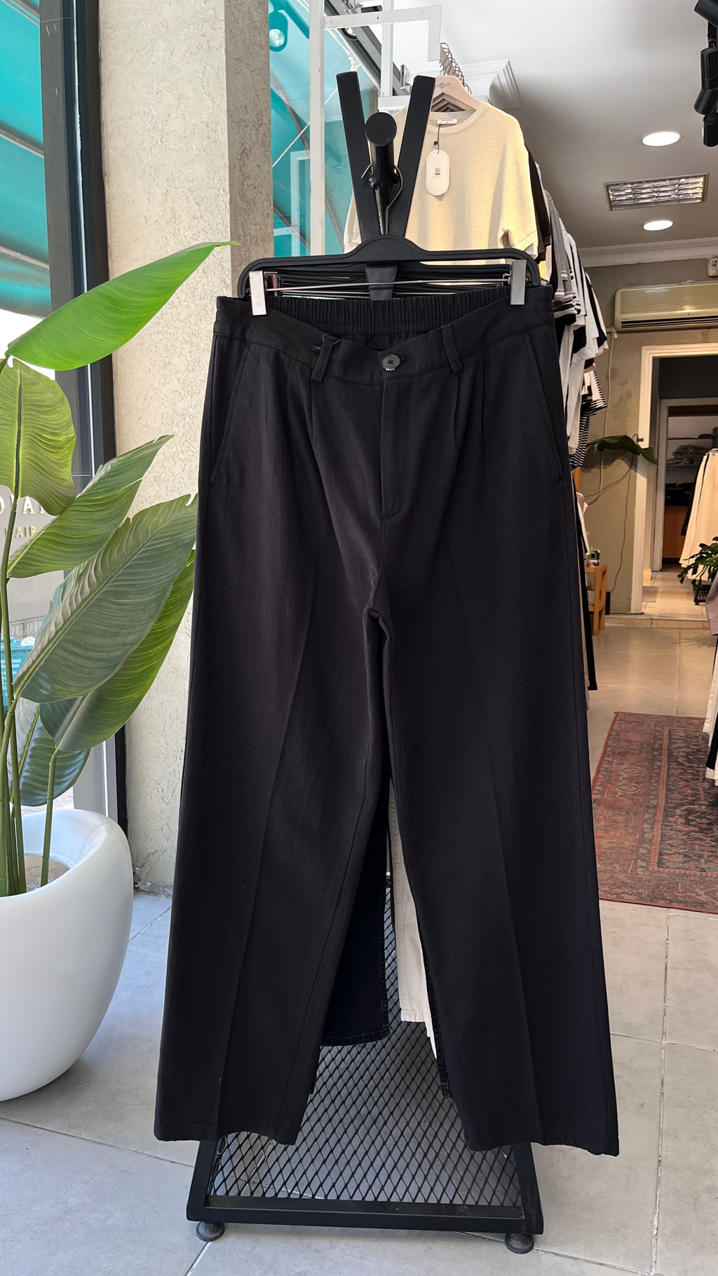 Baggy Premium Keten Siyah Pantolon 6227