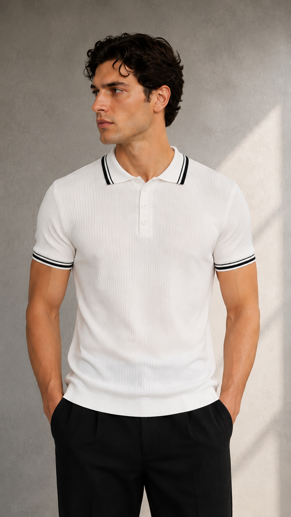 Beyaz Yakalı Triko Tshirt 9456