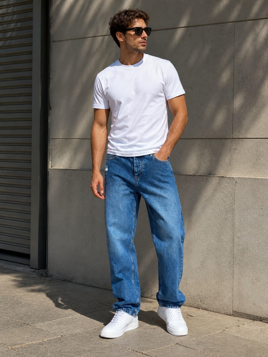 Baggy Mavi Yırtık Detaylı Jean 3321