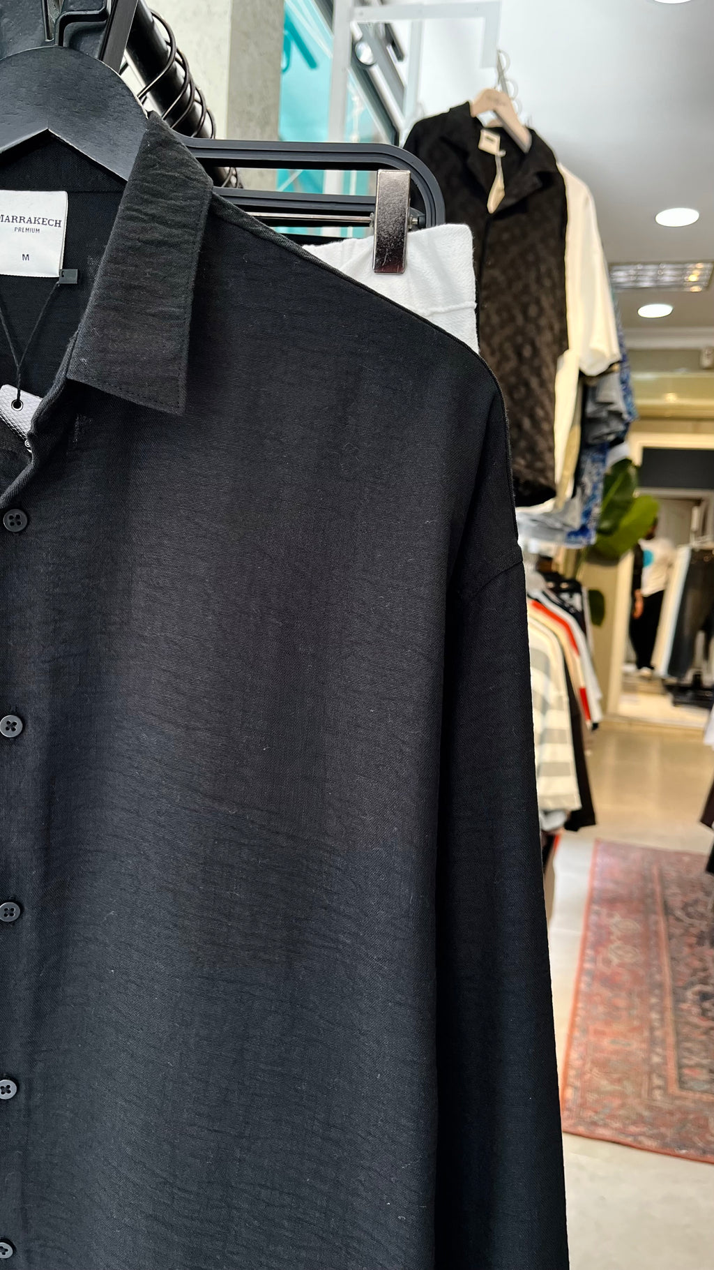 Oversize Siyah Uzun Kollu Gömlek - Beyaz 5424
