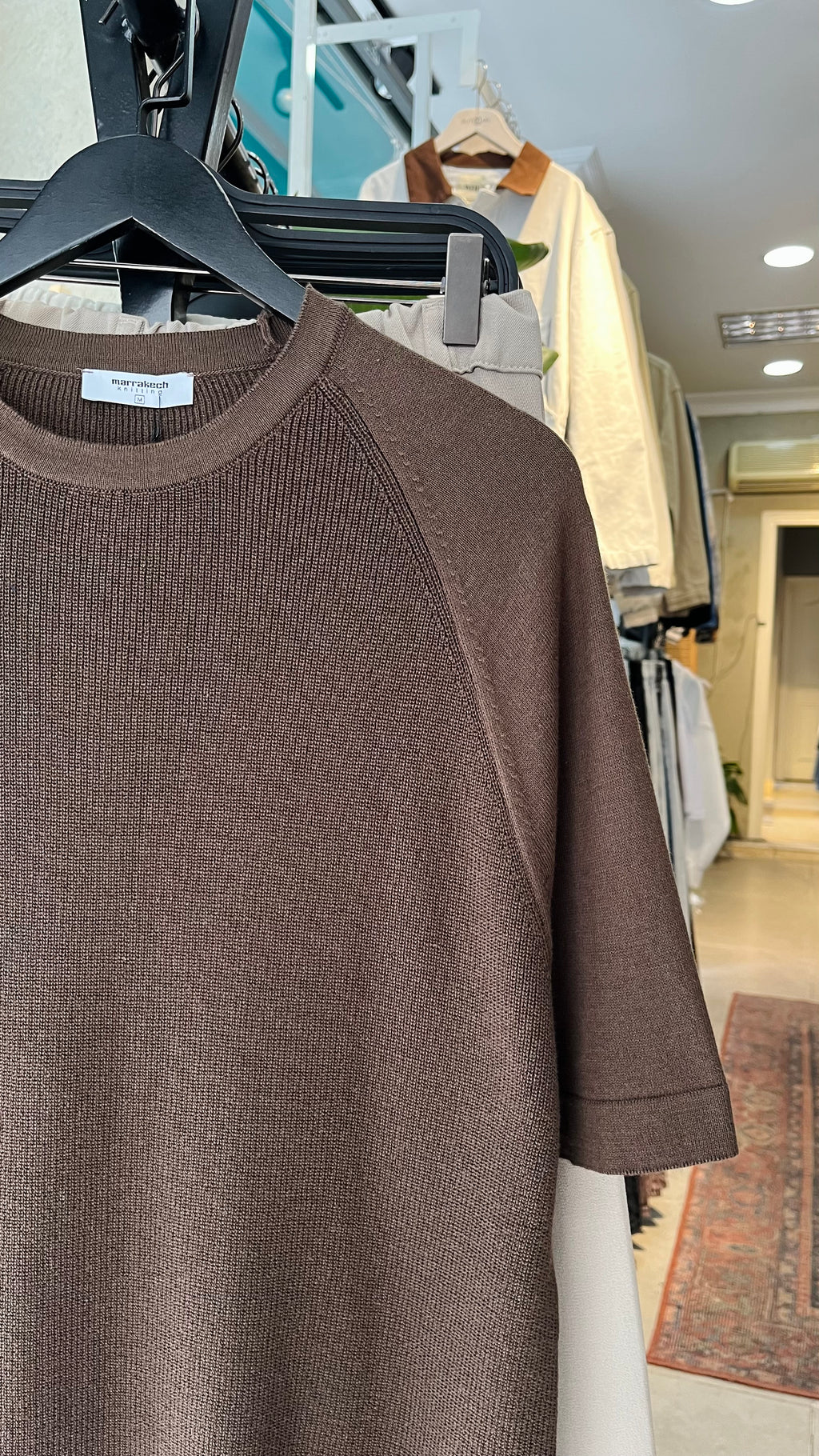 Regular Triko Reglan Kollu Kahverengi Tshirt 9351