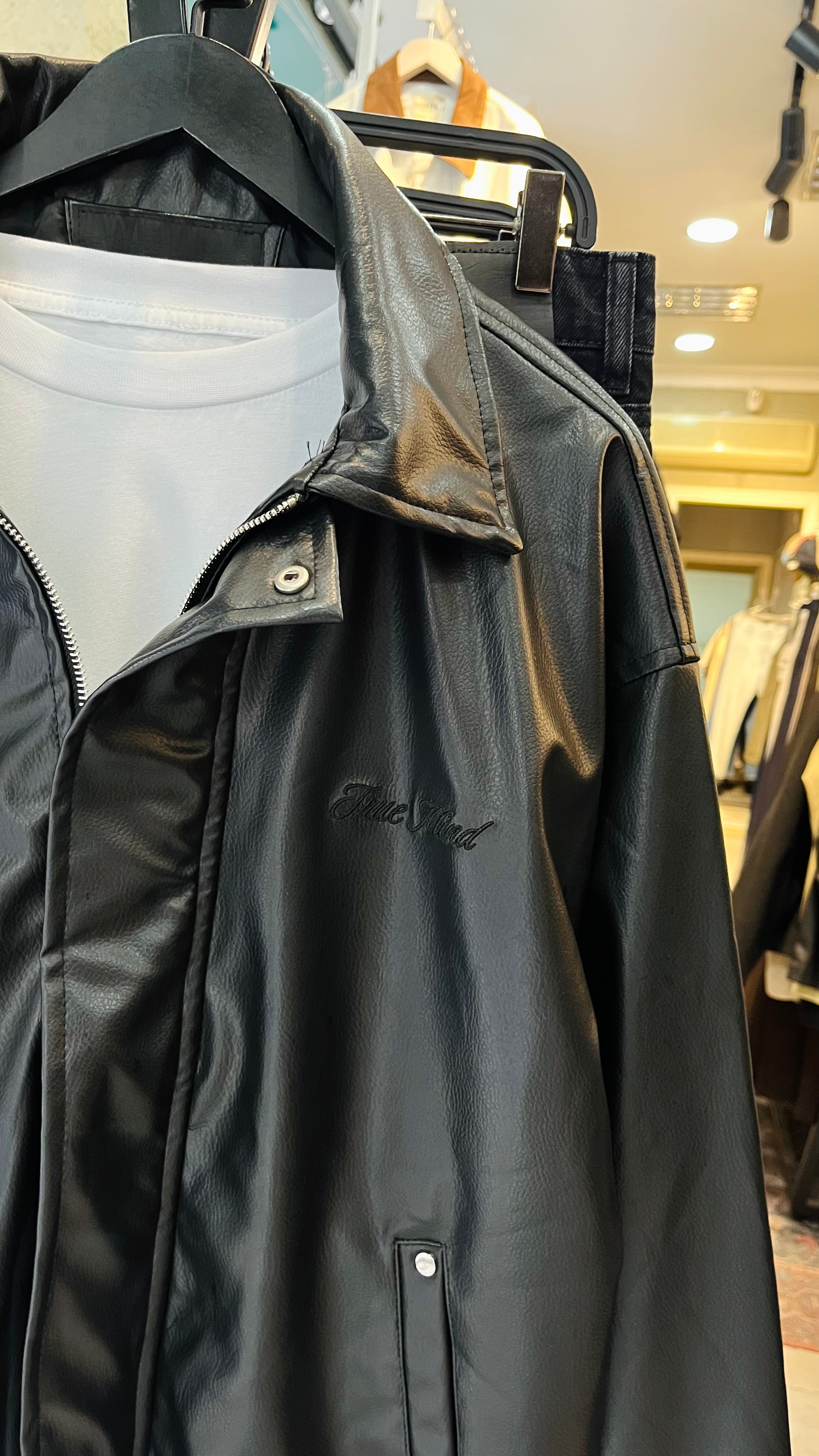 Oversize Premium Siyah Deri Ceket 2045