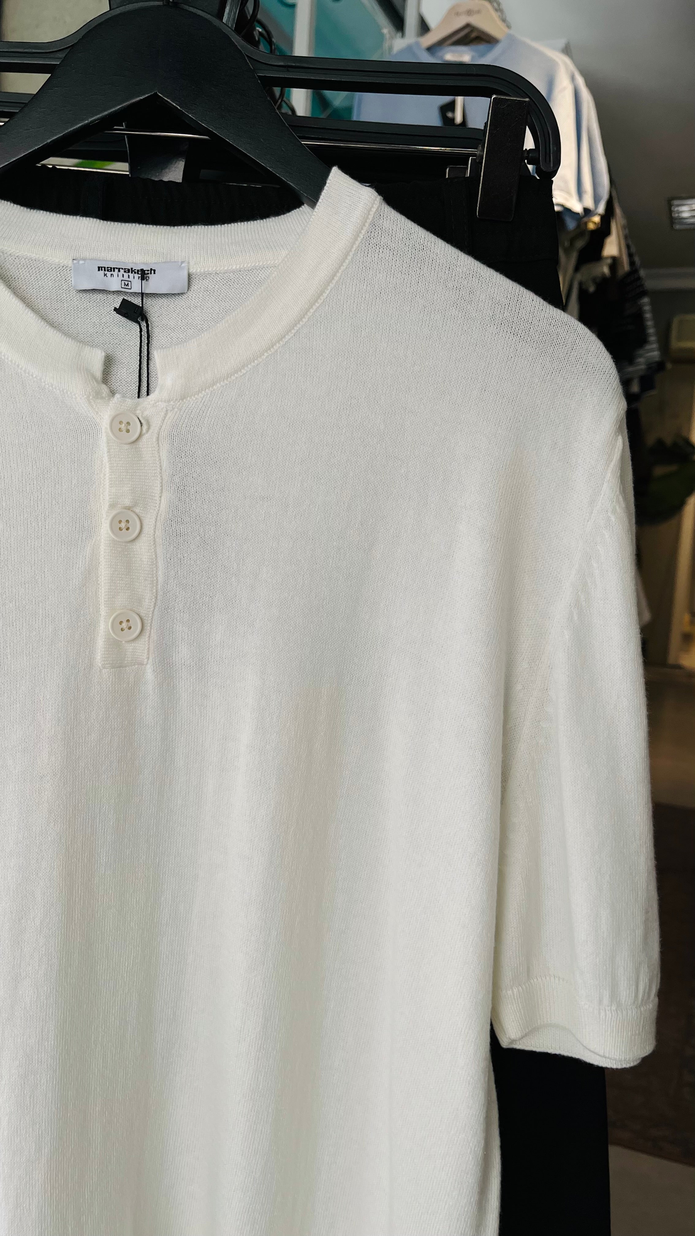 Yarım Patlı Beyaz Triko Tshirt 9379