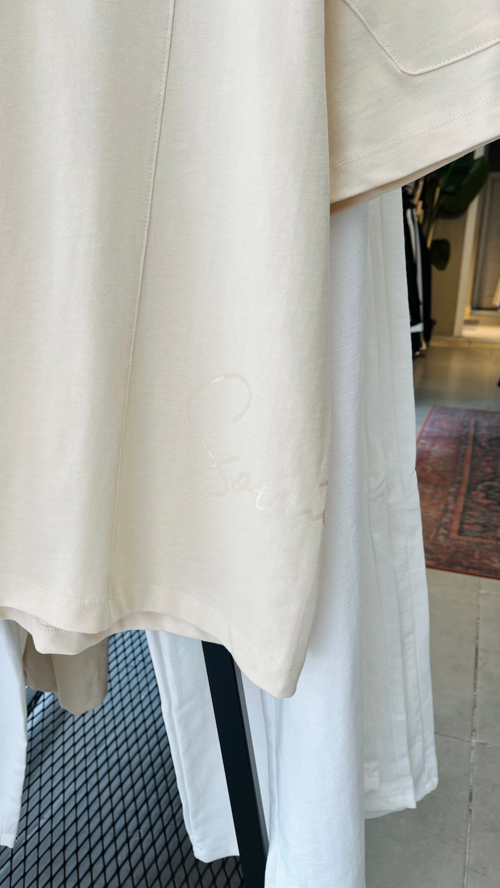 Oversize Bej Start Yan Tarafı Baskılı Tshirt – Bej 9328