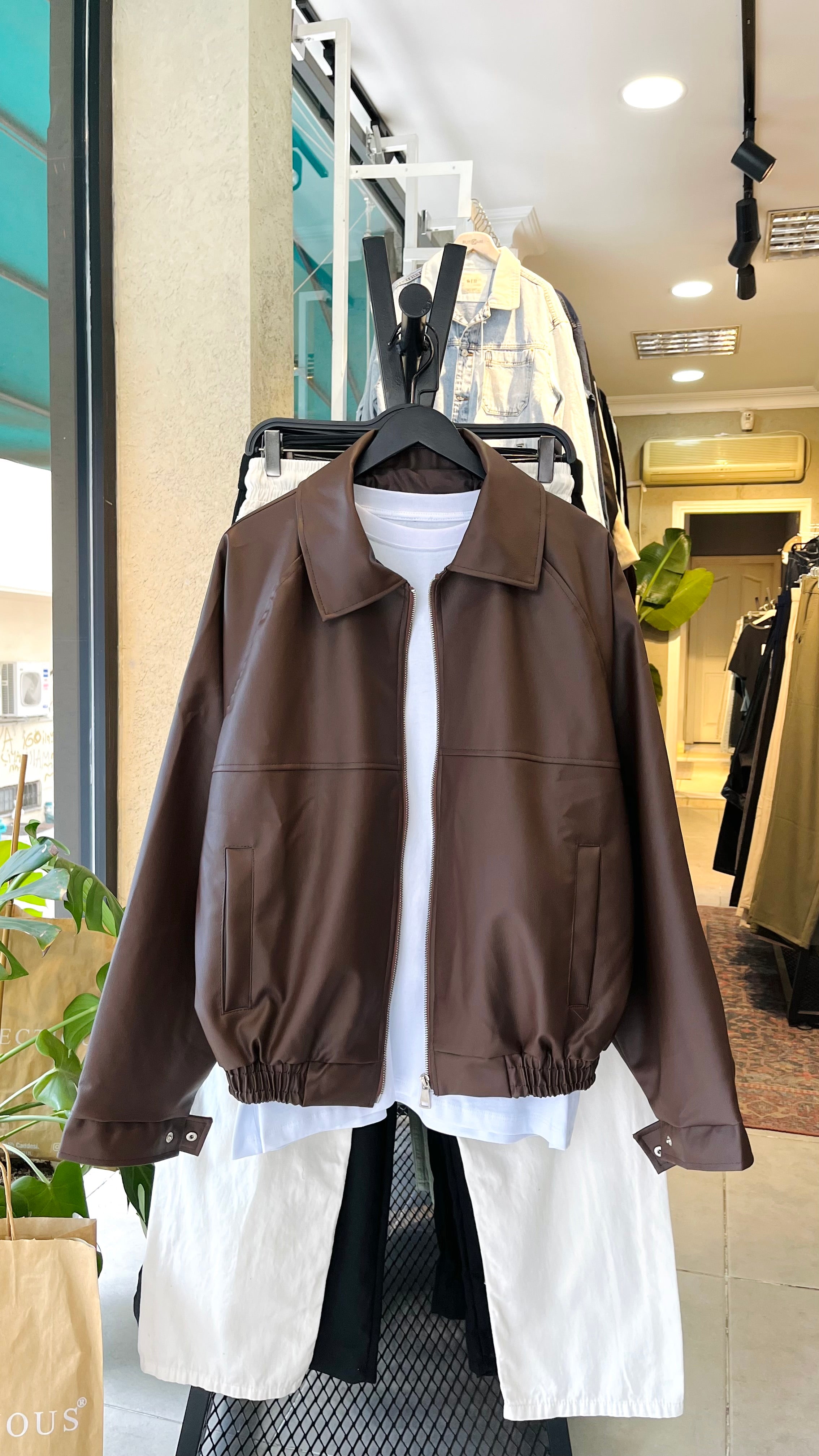 Oversize Kahverengi Deri Ceket 2015