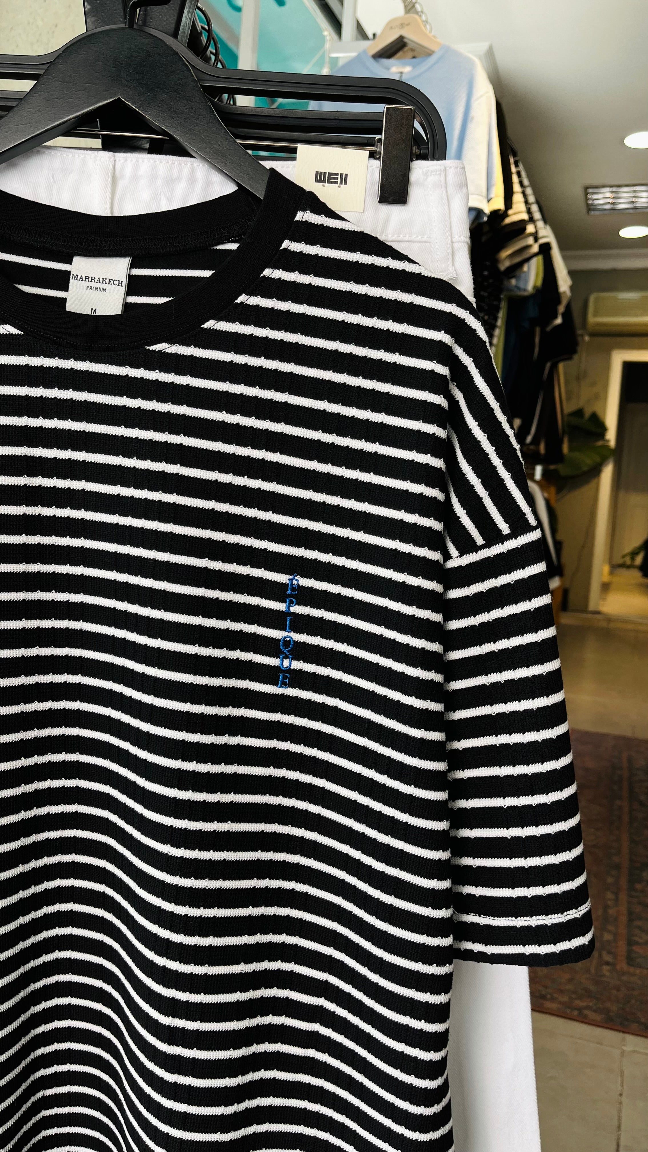 Oversize Siyah Beyaz Çizgili Tshirt 9397