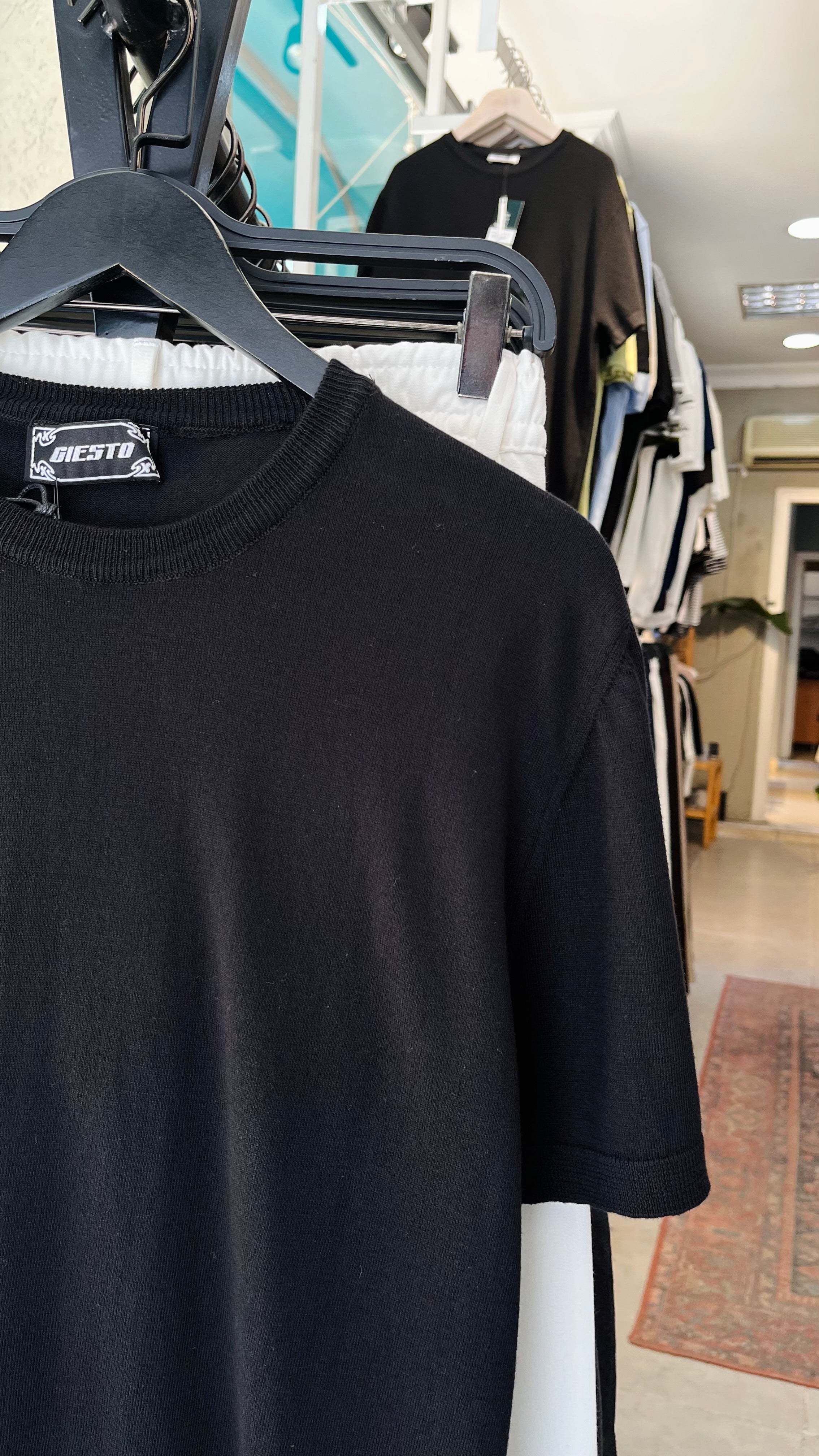 Siyah İnce Pamuklu Triko Tshirt 9458