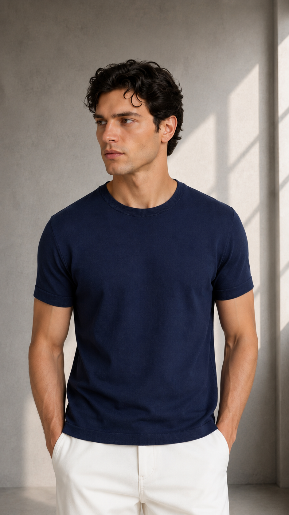Lacivert İnce Pamuklu Triko Tshirt 9459