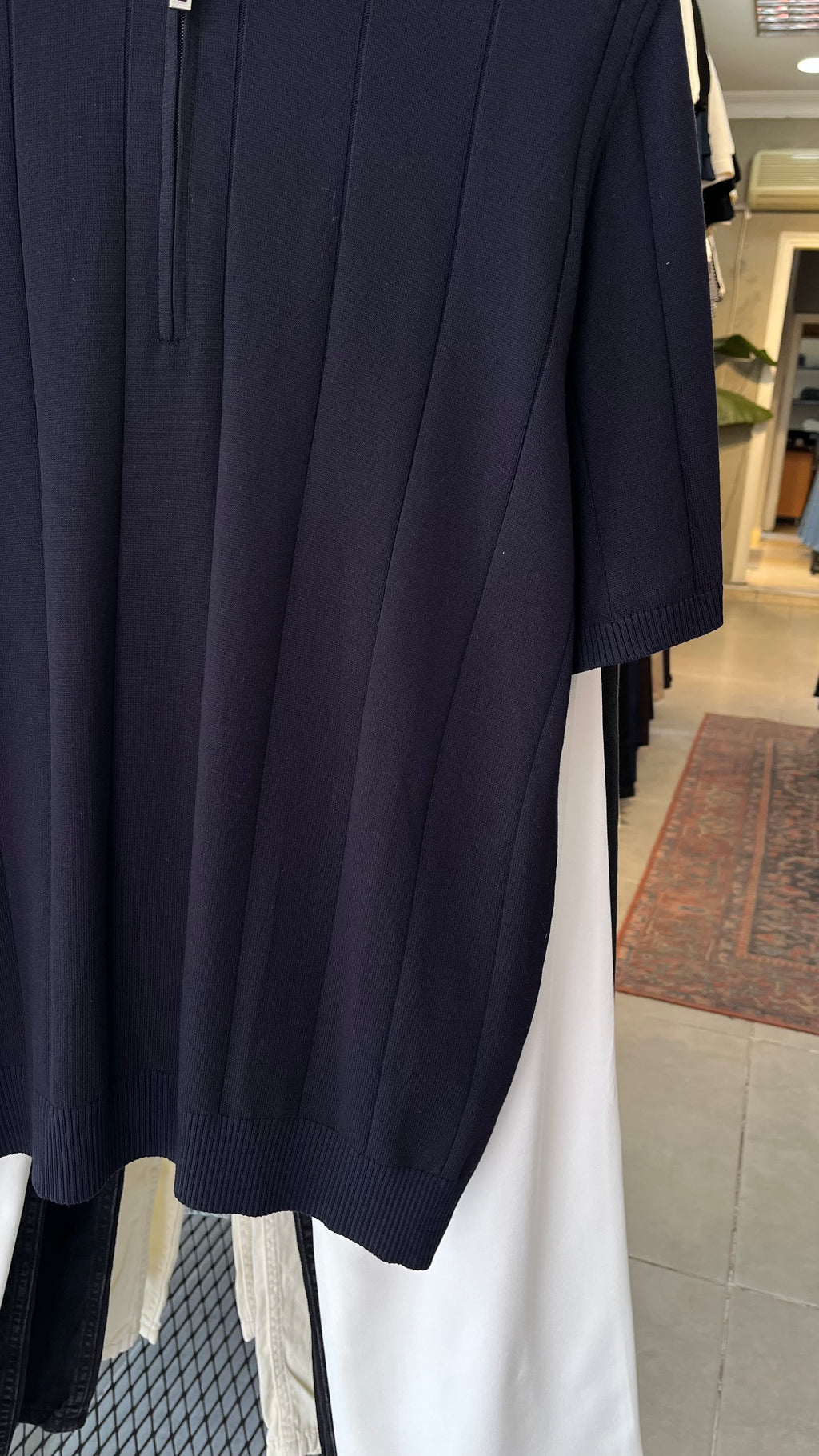 Lacivert Polo Yaka Fermuarlı Triko Tshirt 9438