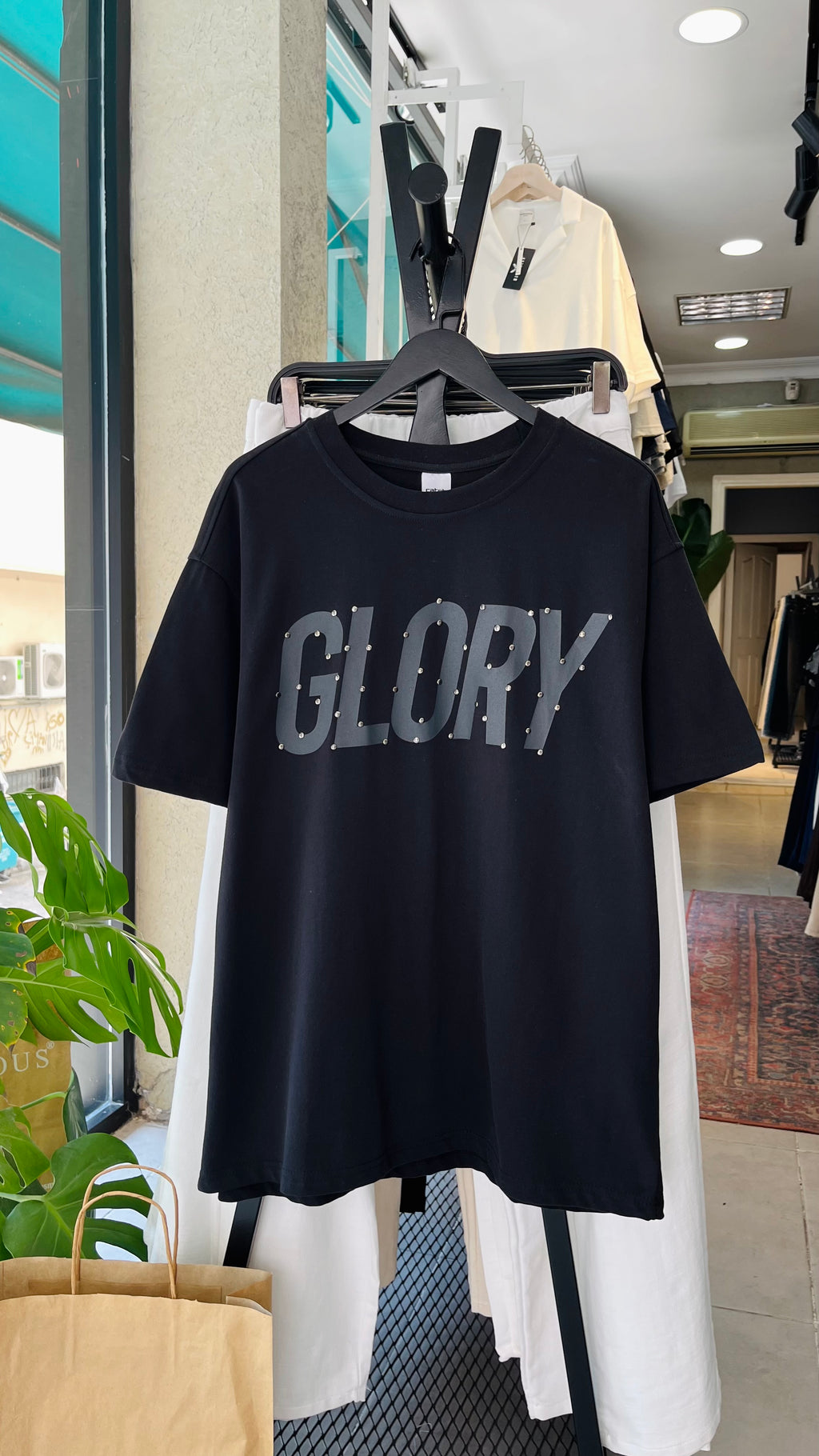 Oversize Siyah Glory Taş Başkılı Tshirt – Siyah 9336