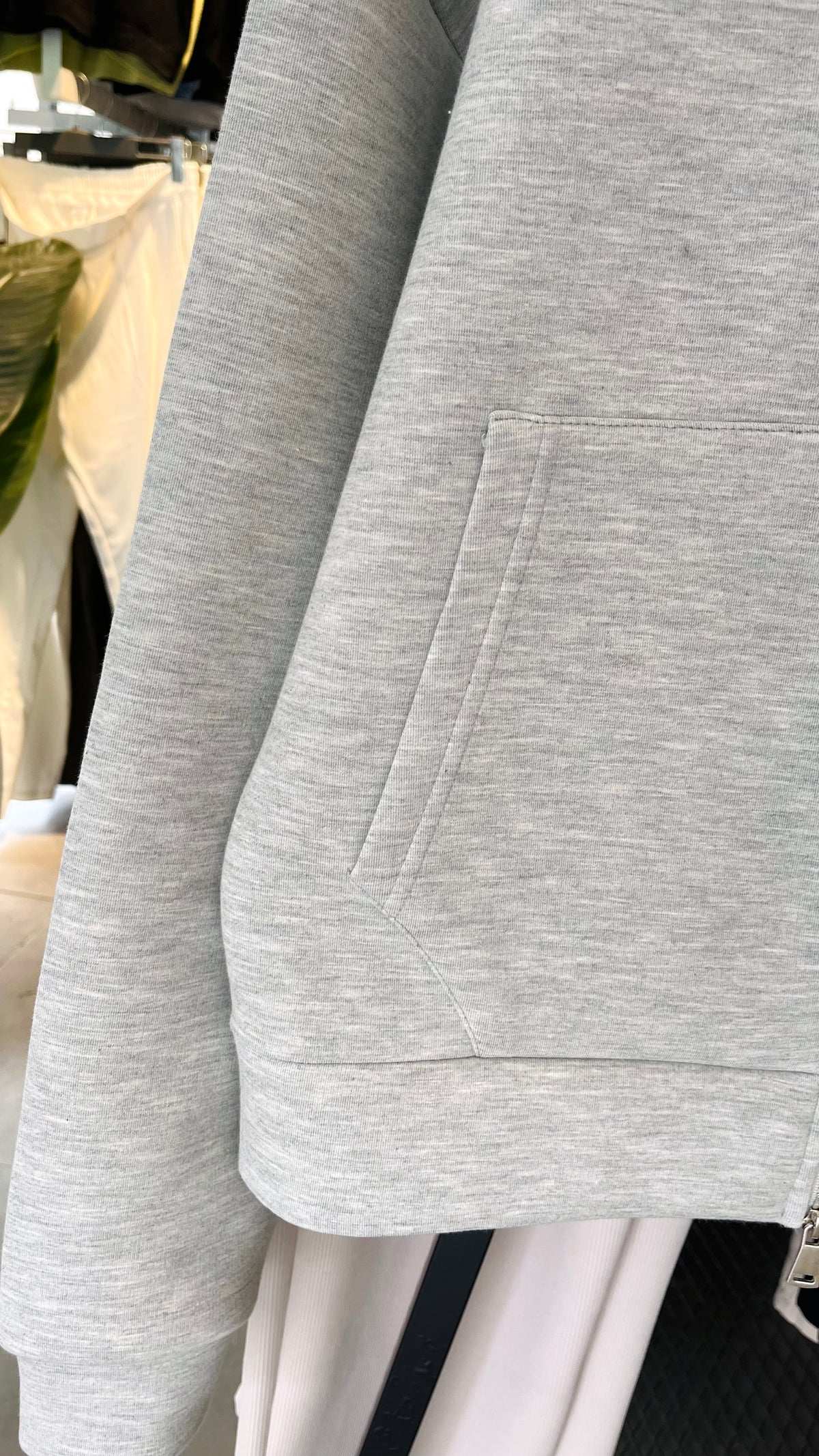 Oversize Panda Kumaş Çift Fermuarlı Kapüşonlu Gri Sweatshirt 5109