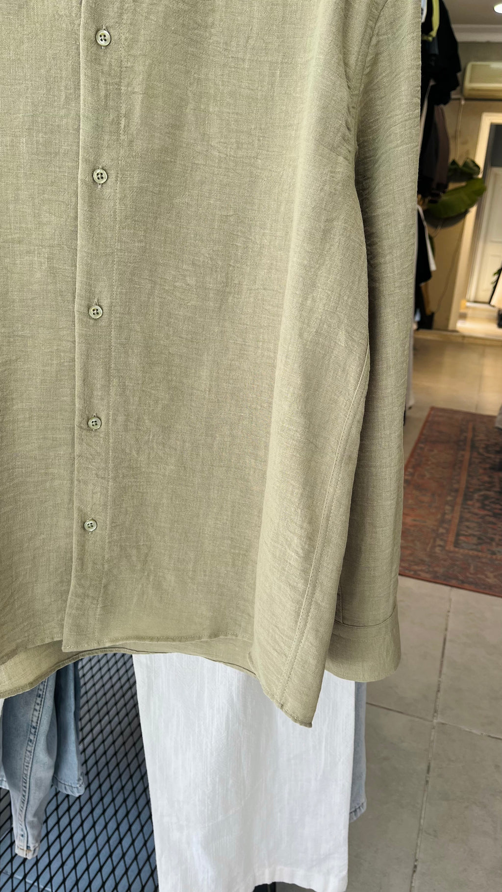 Oversize Haki Uzun Kollu Gömlek 5453