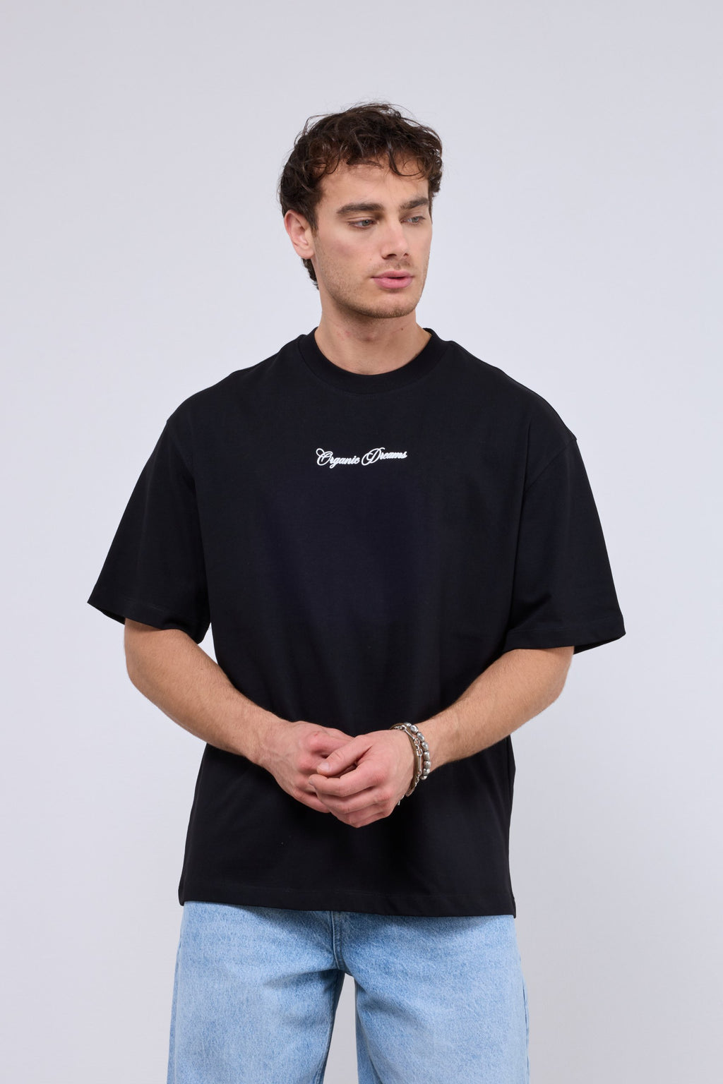 Oversize Siyah Sırt Nakış Detaylı Tshirt 9367