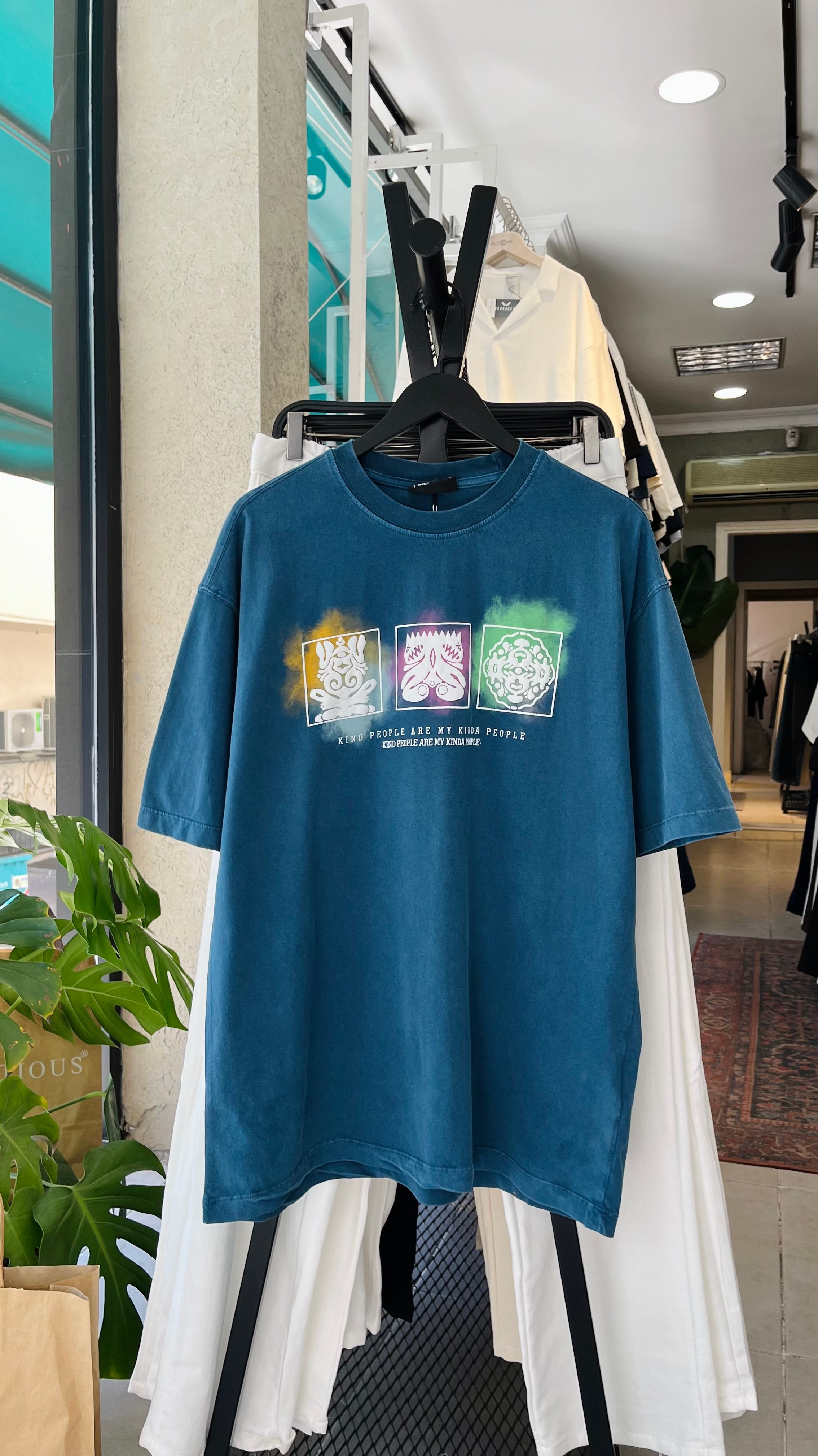 Oversize Mavi People Yıkamalı Tshirt – Mavi 9325