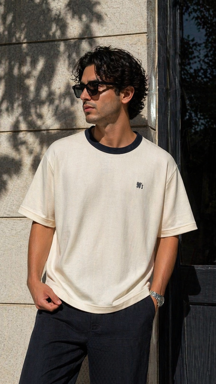 Oversize Bej 90's Tshirt 9396