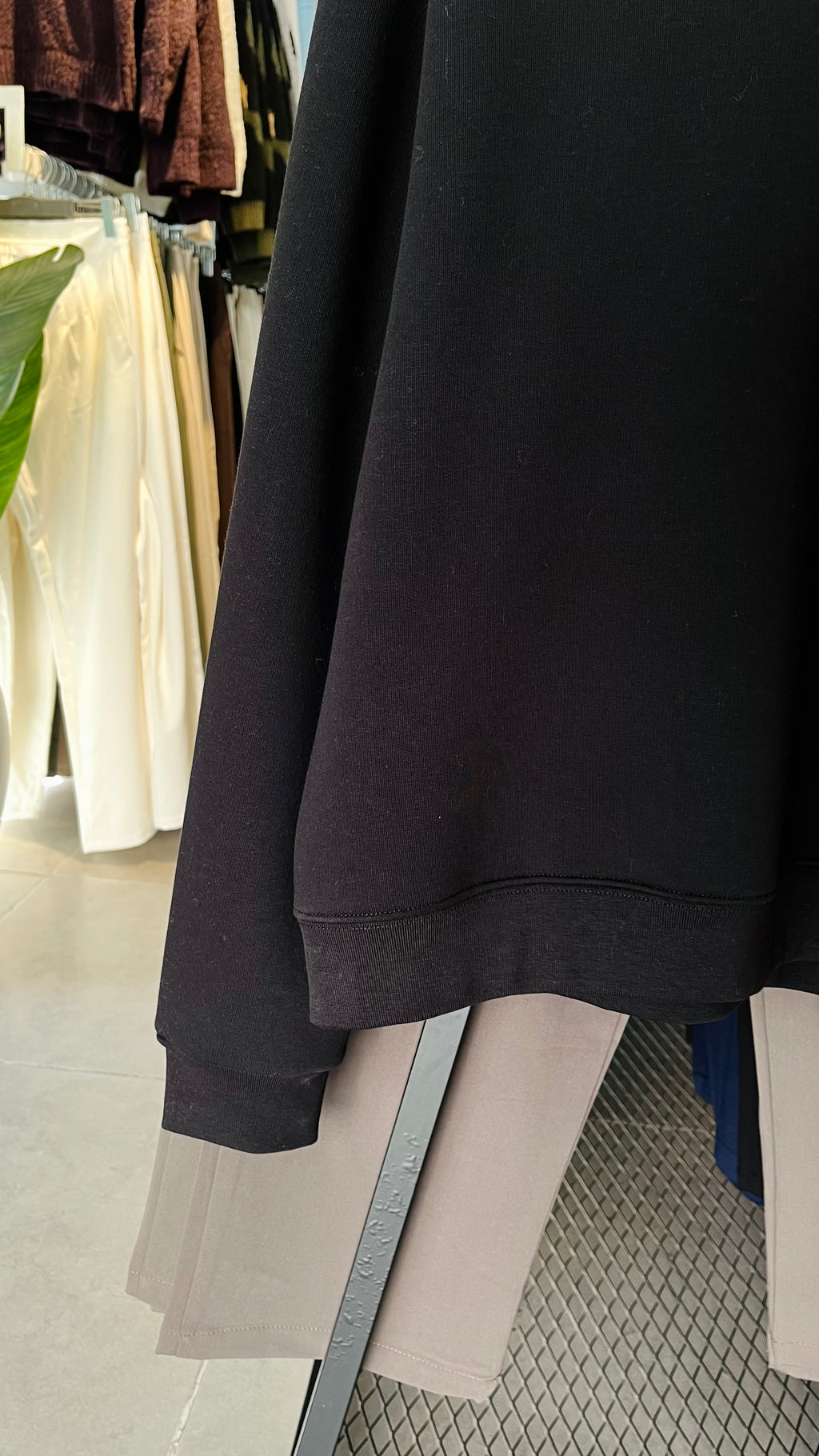 Oversize Üç İplik Şardonlu Siyah Sweatshirt 5135