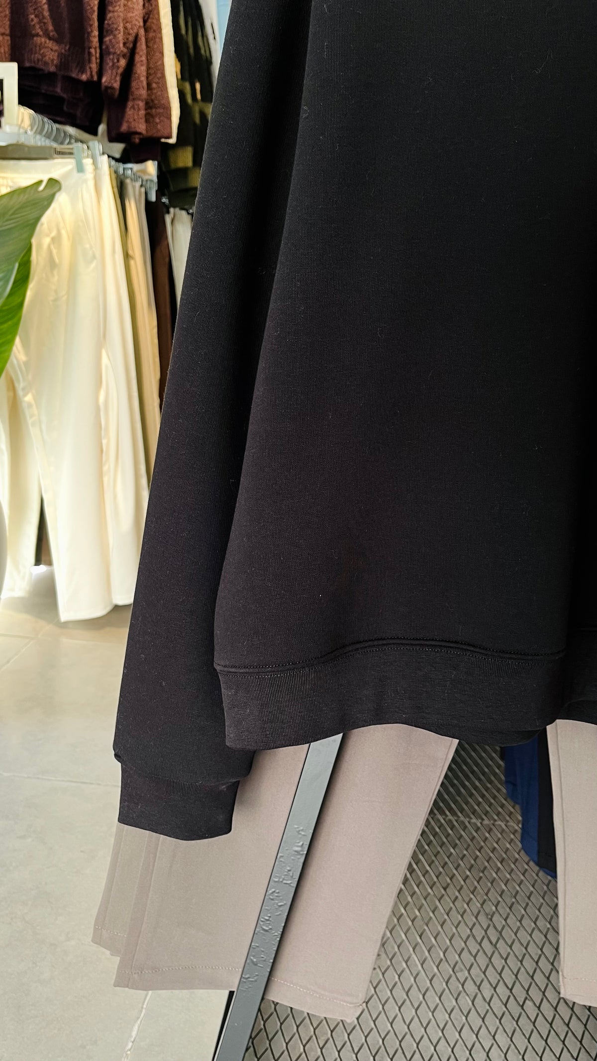 Oversize Üç İplik Şardonlu Siyah Sweatshirt 5135