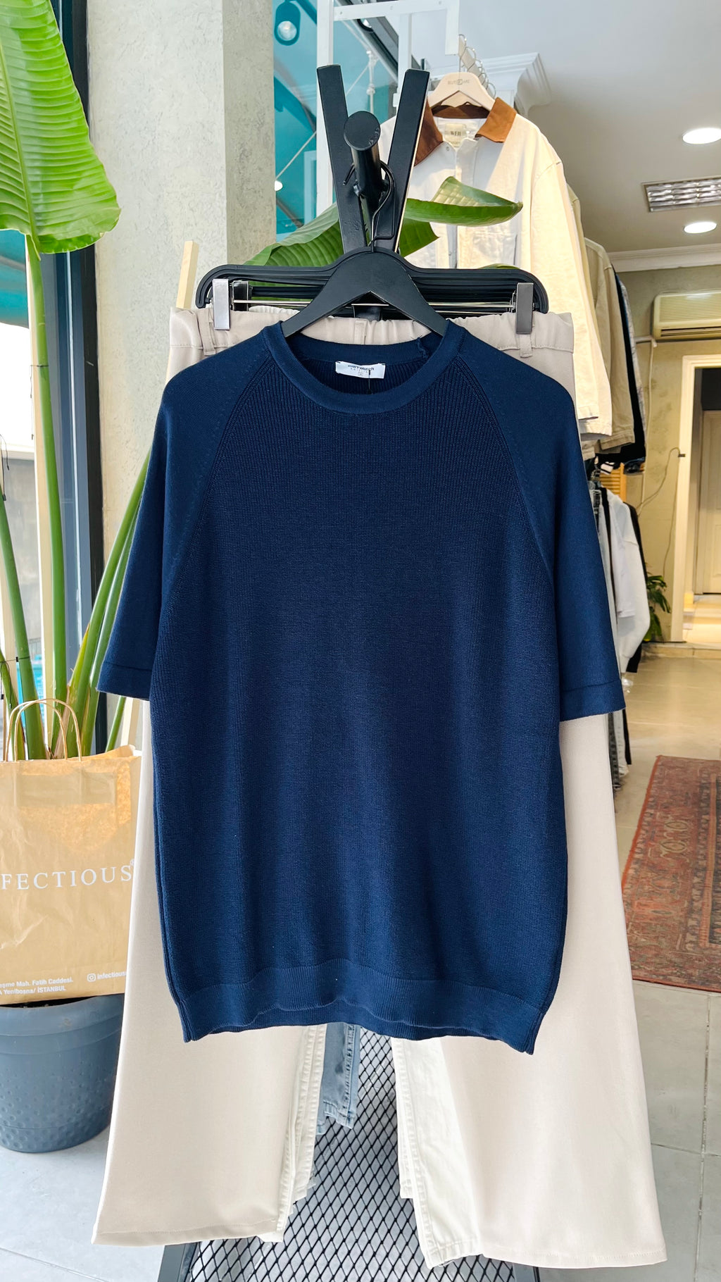 Regular Triko Reglan Kollu Lacivert Tshirt 9350