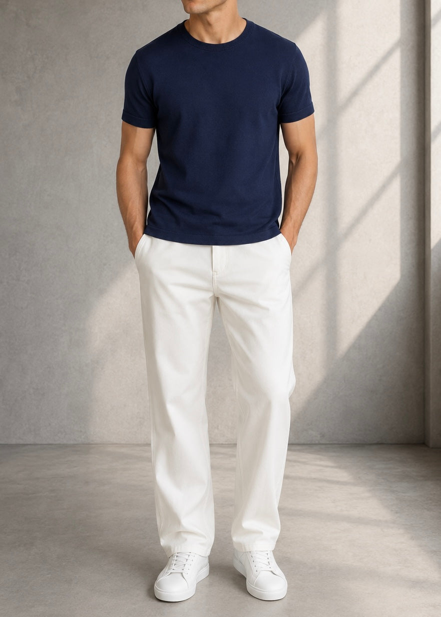 Lacivert İnce Pamuklu Triko Tshirt 9459
