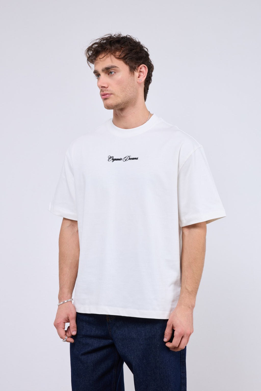 Oversize Beyaz Sırt Nakış Detaylı Tshirt 9368